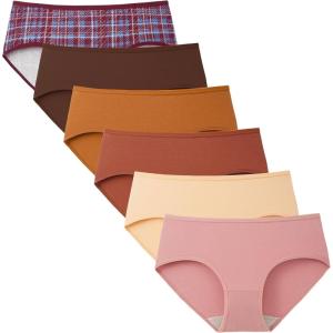 imageINNERSY Womens Underwear Cotton Hipster Panties Regular ampamp Plus Size 6PackRetro Plaid