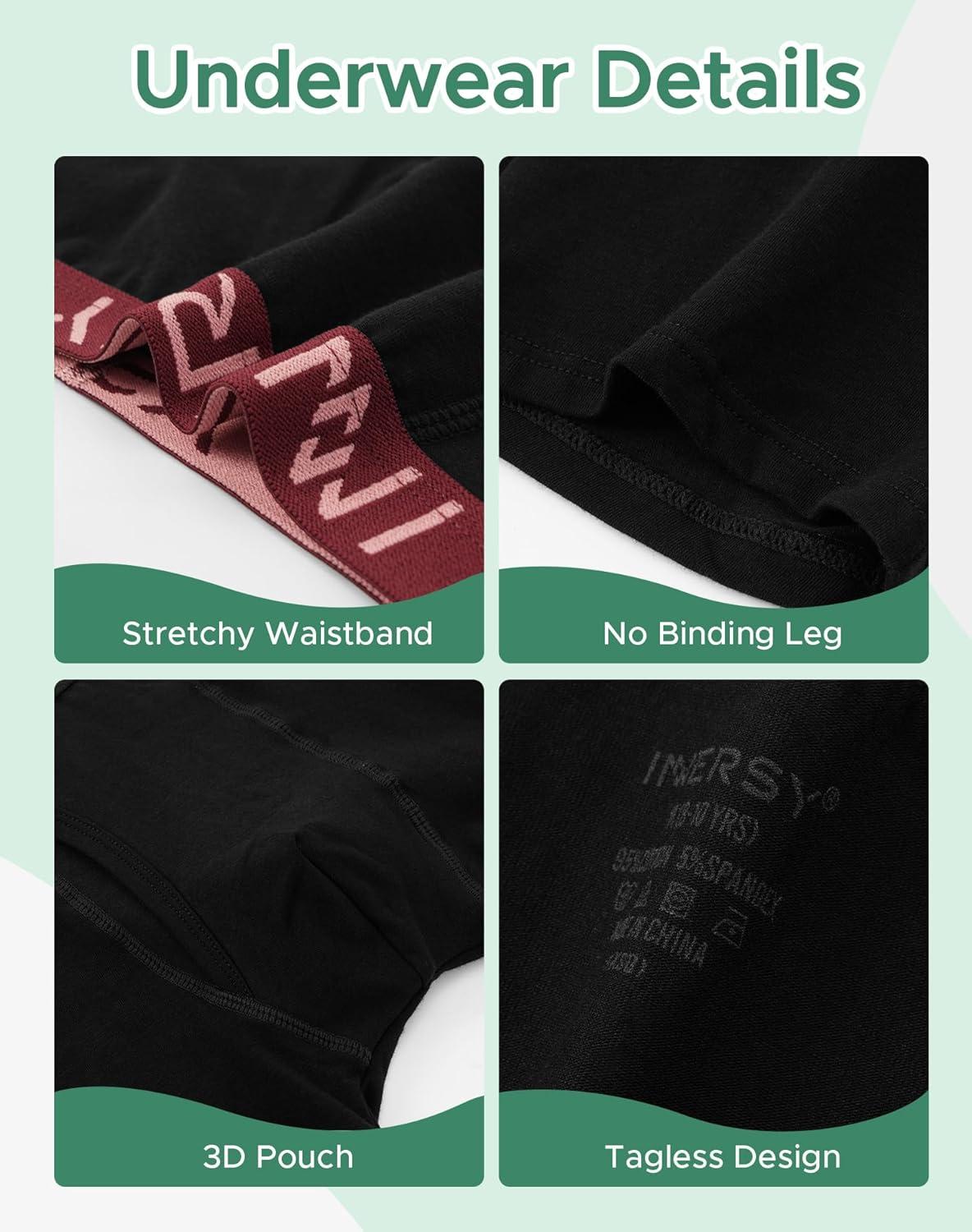 imageINNERSY Boys Boxer Briefs Cotton Breathable Underwear for 818 Teens 7 PackColored Black
