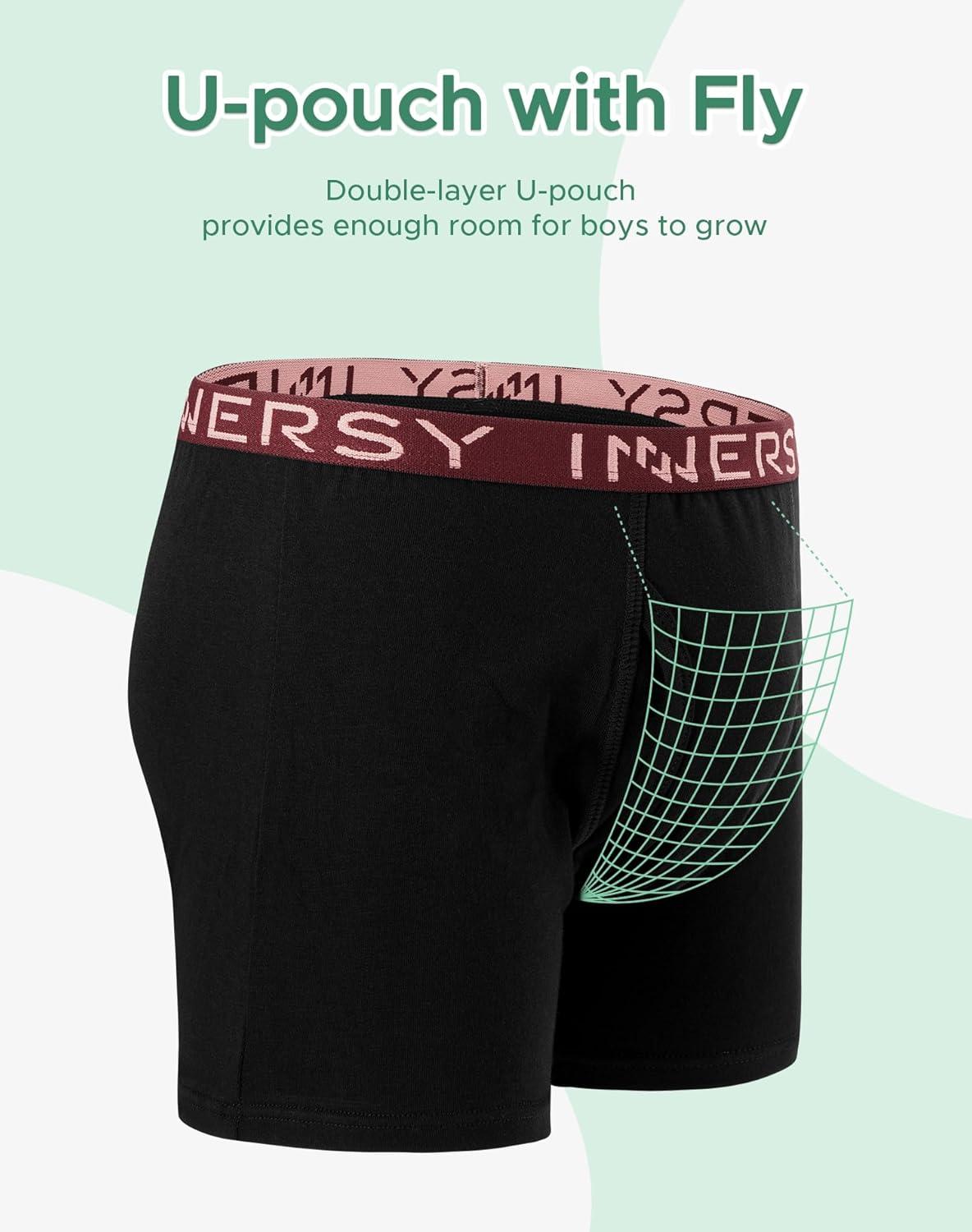 imageINNERSY Boys Boxer Briefs Cotton Breathable Underwear for 818 Teens 7 PackColored Black