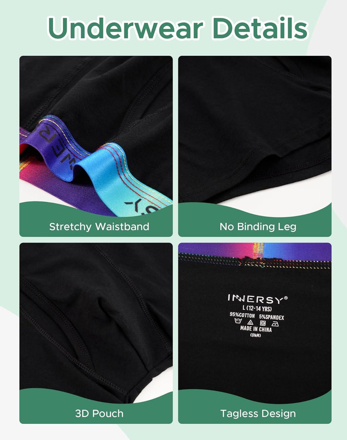 imageINNERSY Boys Boxer Briefs Cotton Breathable Underwear for 818 Teens 7 PackColorful Basics