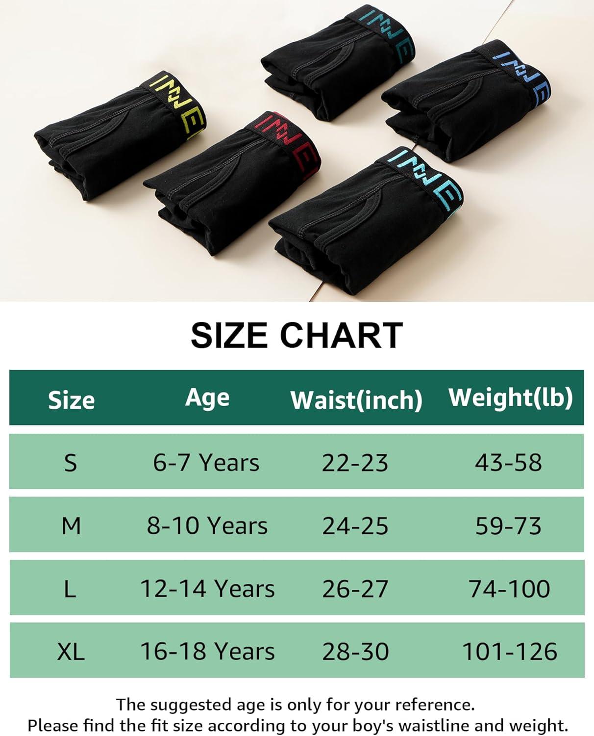 imageINNERSY Boys Underwear Stretchy Cotton Soft Boxer Briefs for 618 Teen Boys 5 Pack4 Black With Color Waistband