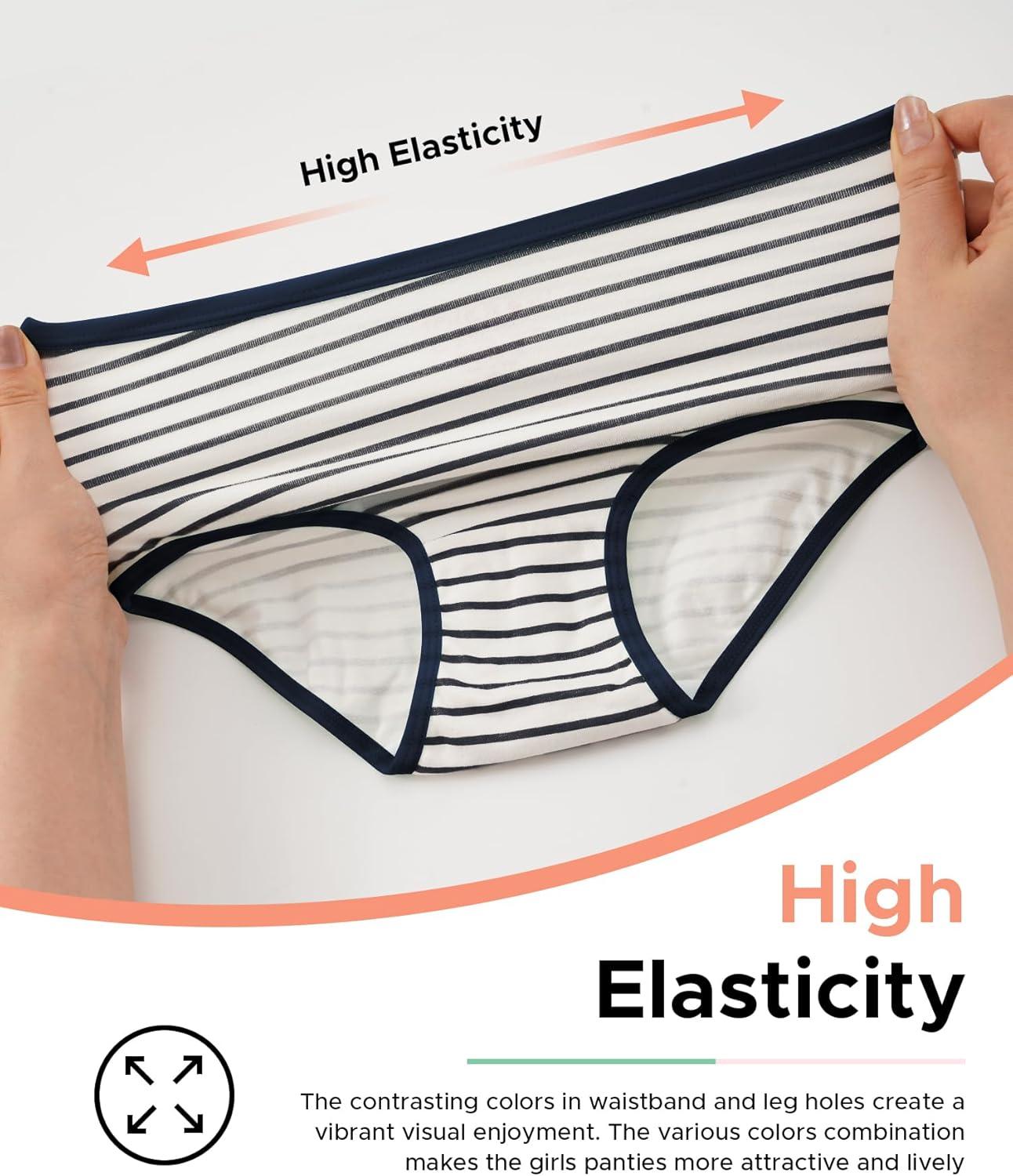 imageINNERSY Girls Cotton Underwear Teen Comfortable Panties Size 816 Briefs 6 Pack1 Stripe5 Colors