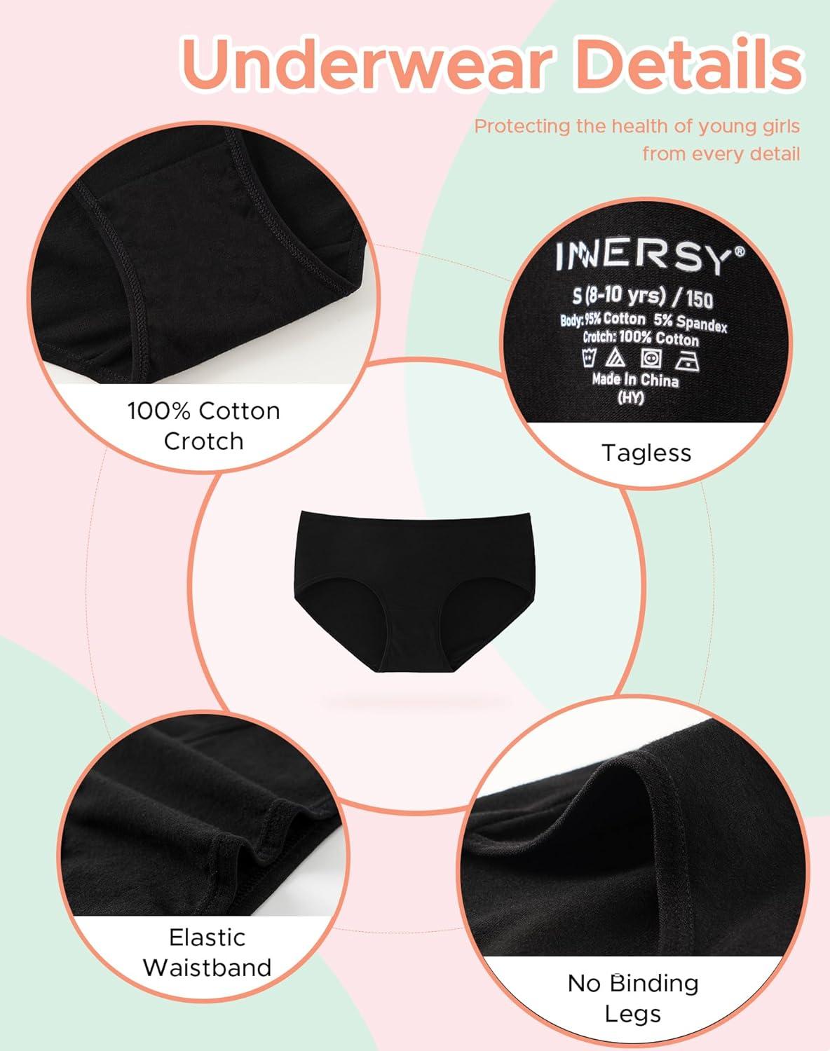 imageINNERSY Girls Cotton Underwear Teen Comfortable Panties Size 816 Briefs 6 PackAll Black