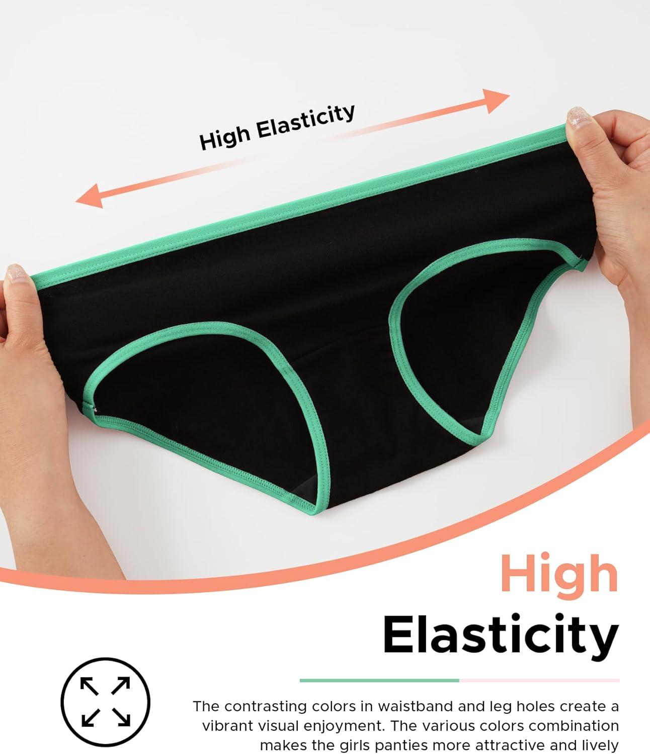 imageINNERSY Girls Cotton Underwear Teen Comfortable Panties Size 816 Briefs 6 PackBlack With Neon Hem