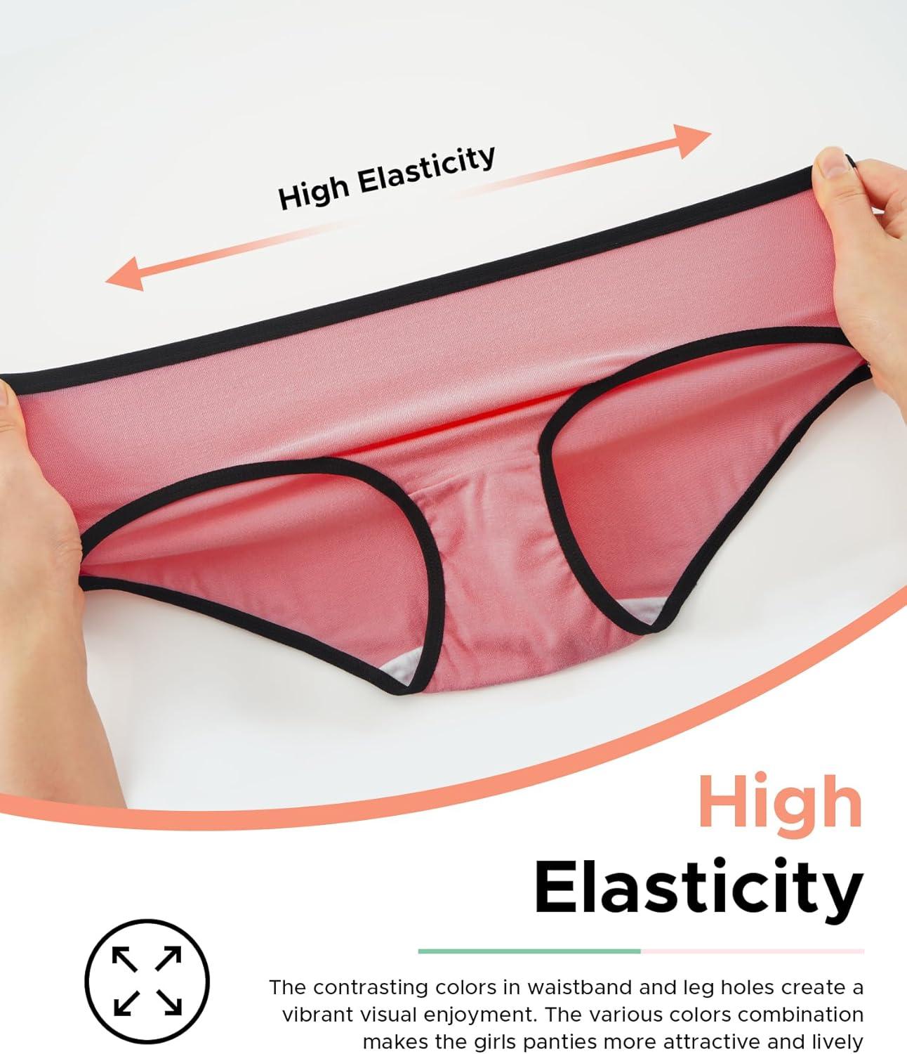 imageINNERSY Girls Cotton Underwear Teen Comfortable Panties Size 816 Briefs 6 PackBright Colors With Black Hem
