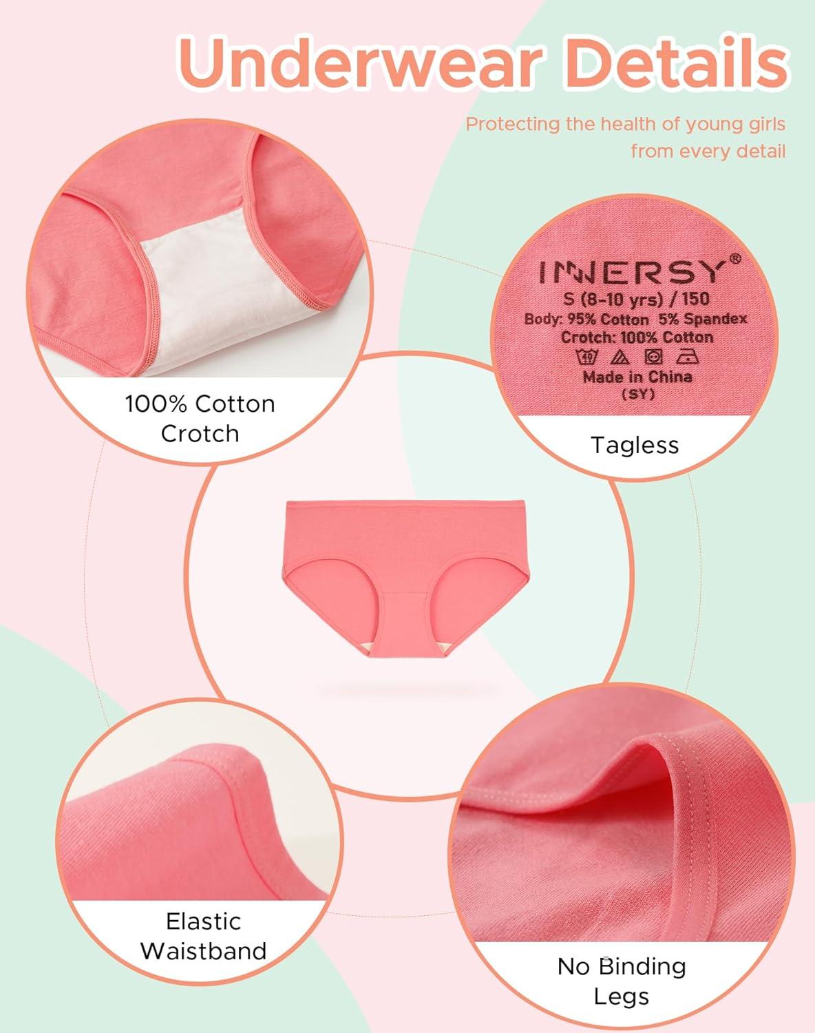 imageINNERSY Girls Cotton Underwear Teen Comfortable Panties Size 816 Briefs 6 PackMeadow Pastels