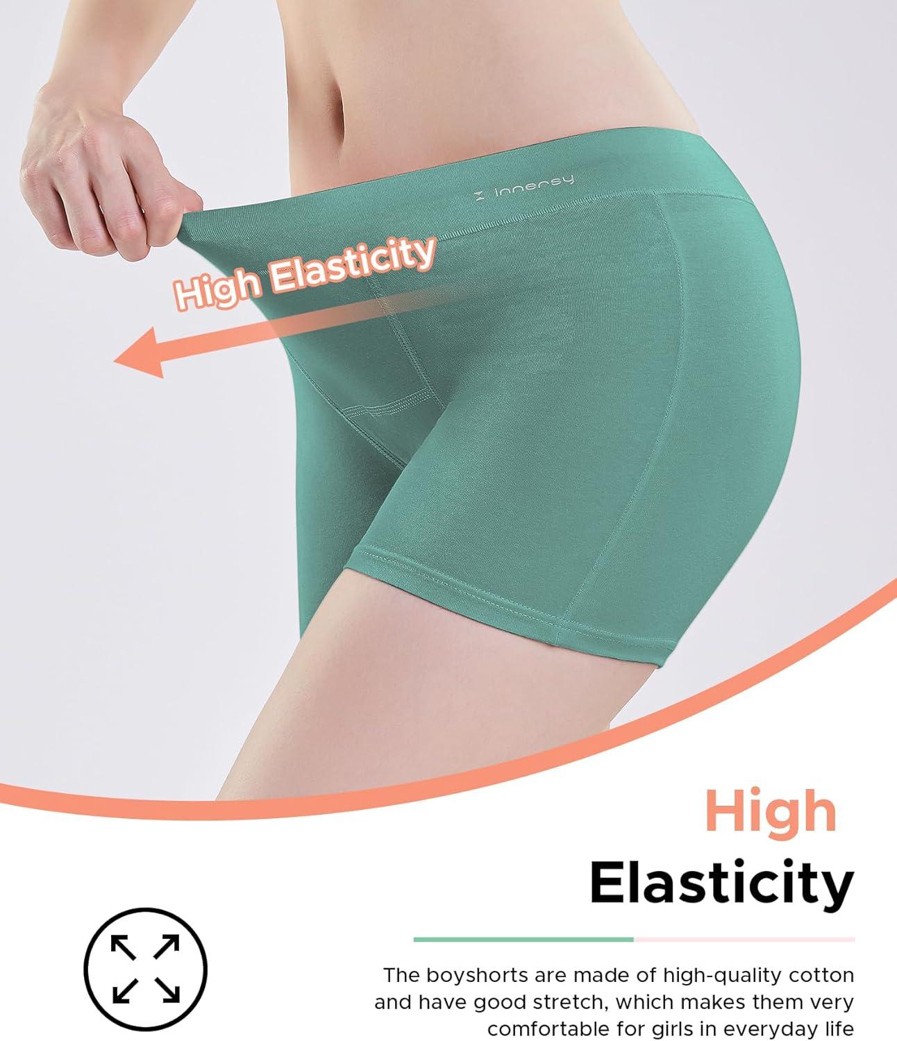 imageINNERSY Girls Period Underwear Cotton Boyshorts for Teen Aged 816 Panties 3 PackBlackLight GreyGreen
