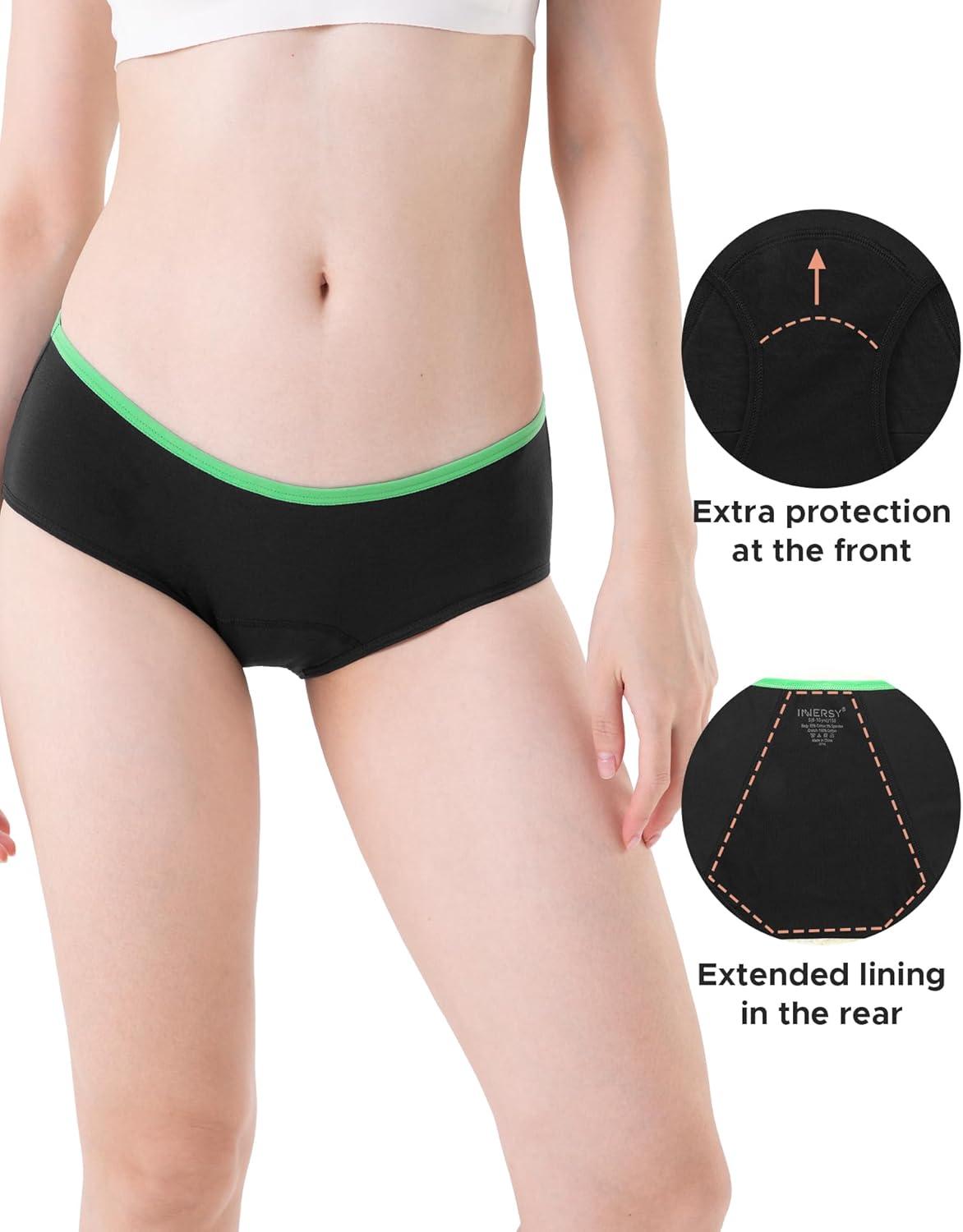 imageINNERSY Girls Period Underwear Hipster Cotton Menstrual Panties for Teens 6 PackBlack