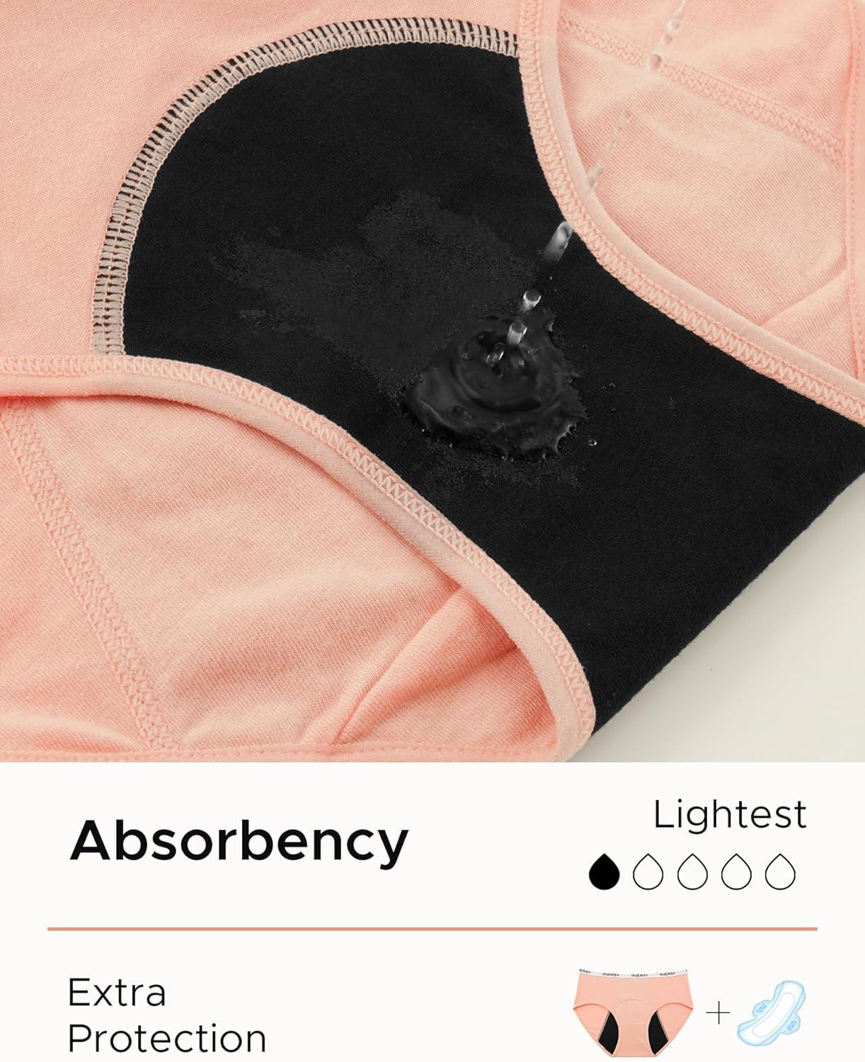 imageINNERSY Girls Period Underwear Hipster Cotton Menstrual Panties for Teens 6 PackBright