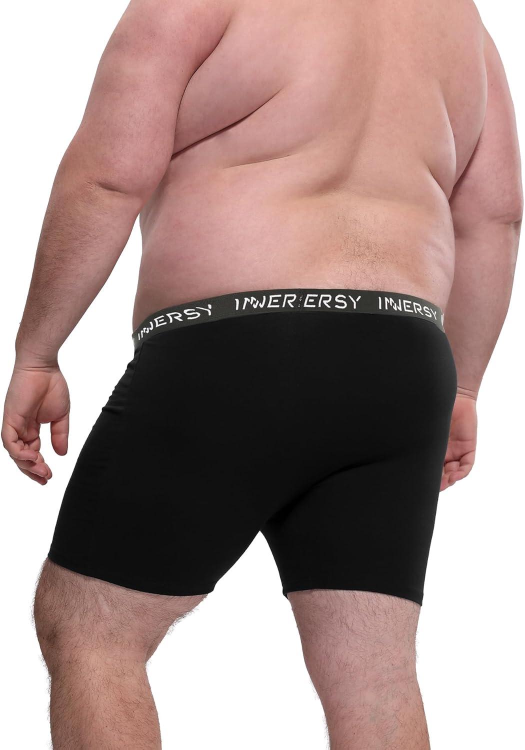 imageINNERSY Mens Big and Tall Boxer Briefs Cotton Moisture Wicking Underwear 4PackBlack
