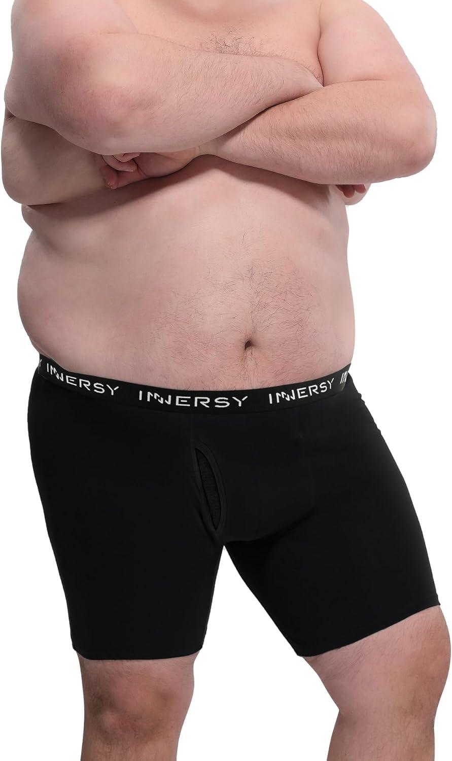 imageINNERSY Mens Big and Tall Boxer Briefs Cotton Moisture Wicking Underwear 4PackBlack