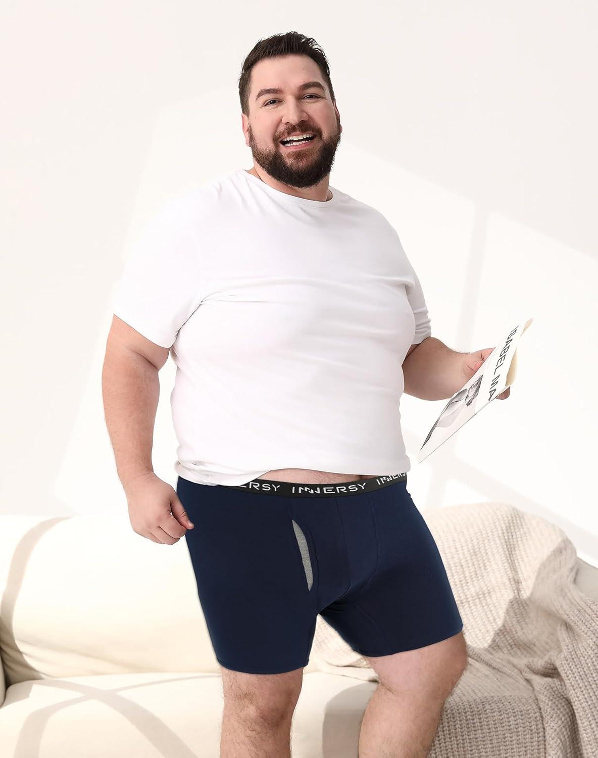 imageINNERSY Mens Big and Tall Boxer Briefs Cotton Moisture Wicking Underwear 4PackDark Retro