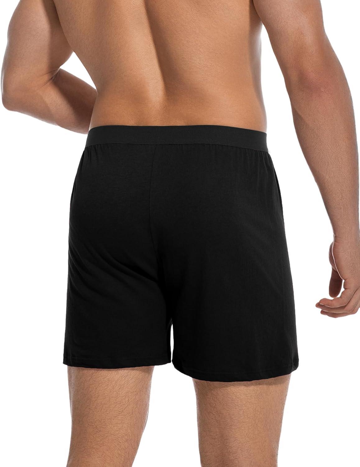 imageINNERSY Mens Boxer Shorts Loose Fit Soft Cotton Boxers for Men 4 Pack4 Black