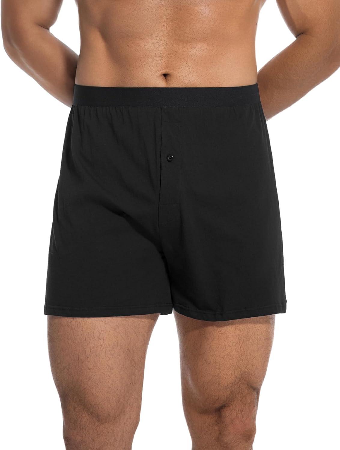imageINNERSY Mens Boxer Shorts Loose Fit Soft Cotton Boxers for Men 4 Pack4 Black