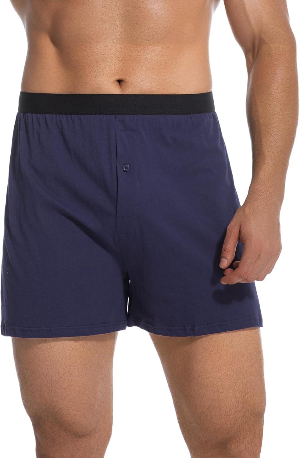 imageINNERSY Mens Boxer Shorts Loose Fit Soft Cotton Boxers for Men 4 PackRetro