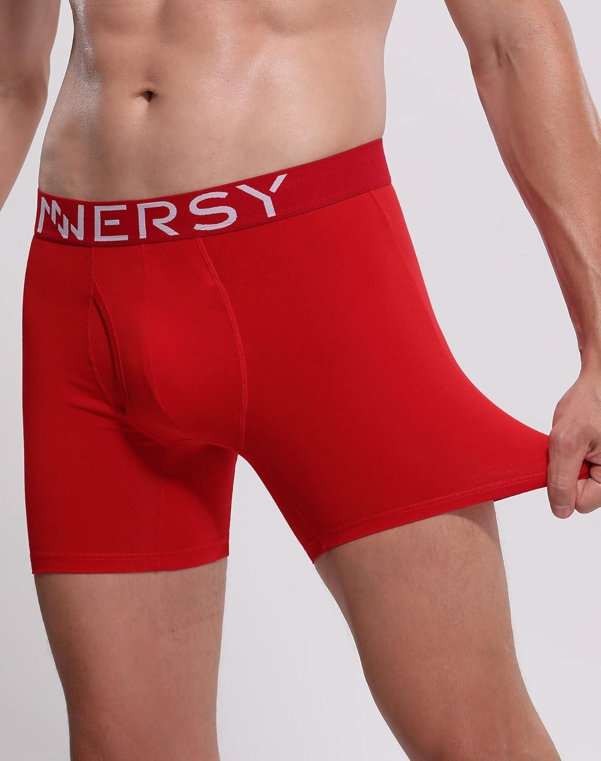 imageINNERSY Mens Cotton Underwear 7Pack Colorful Boxer Briefs with Fly for a WeekBasic Contrast