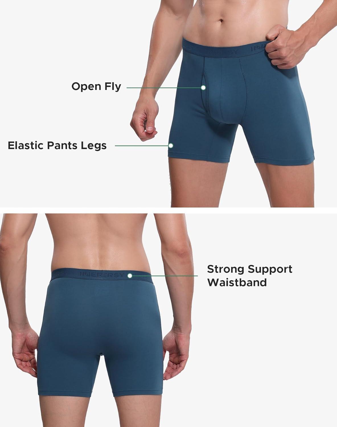 imageINNERSY Mens Cotton Underwear 7Pack Colorful Boxer Briefs with Fly for a WeekSpace Gray