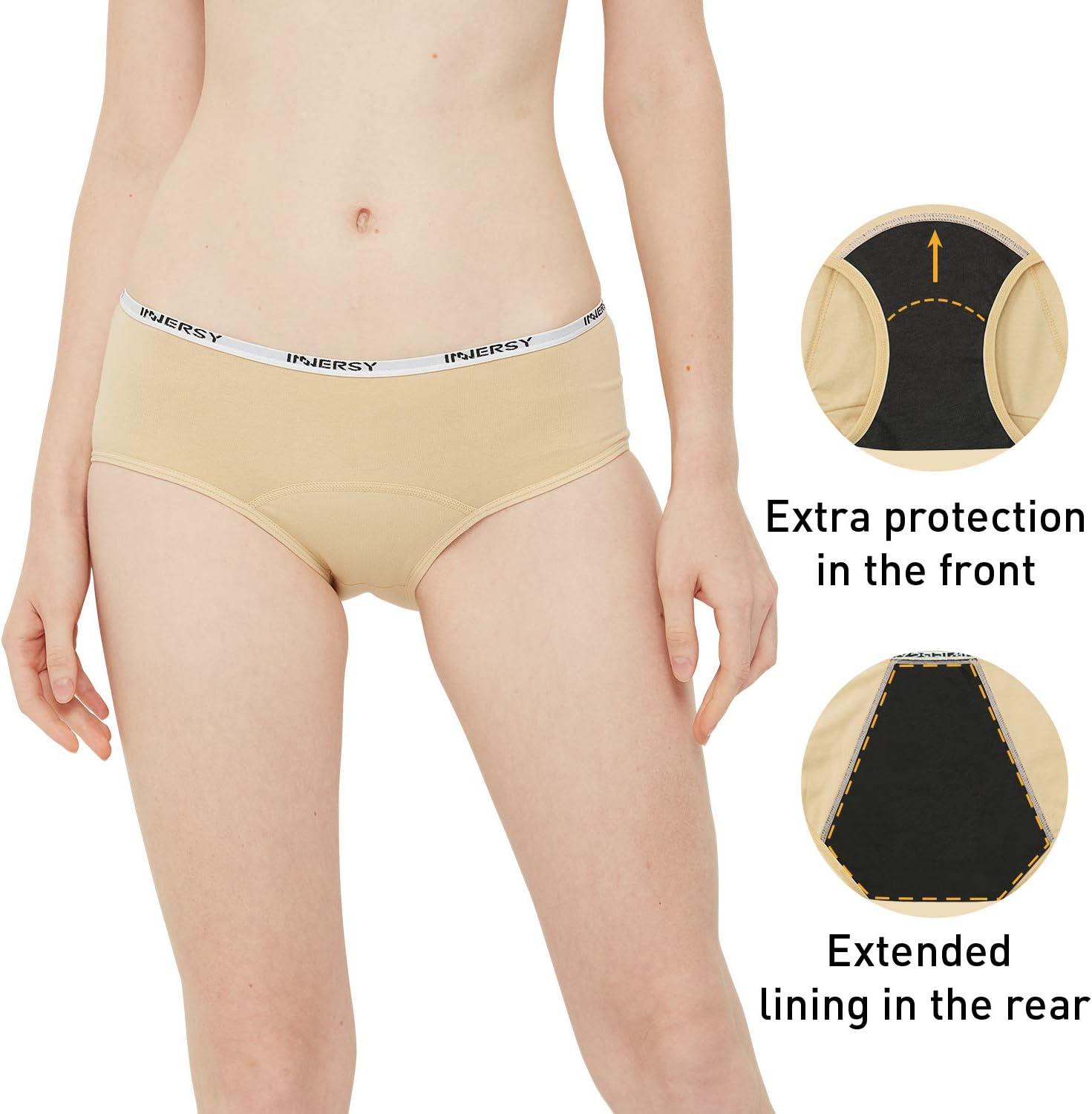 imageINNERSY Period Underwear for Teens Girls Cotton LeakProof Menstrual Panties 3PackBasics