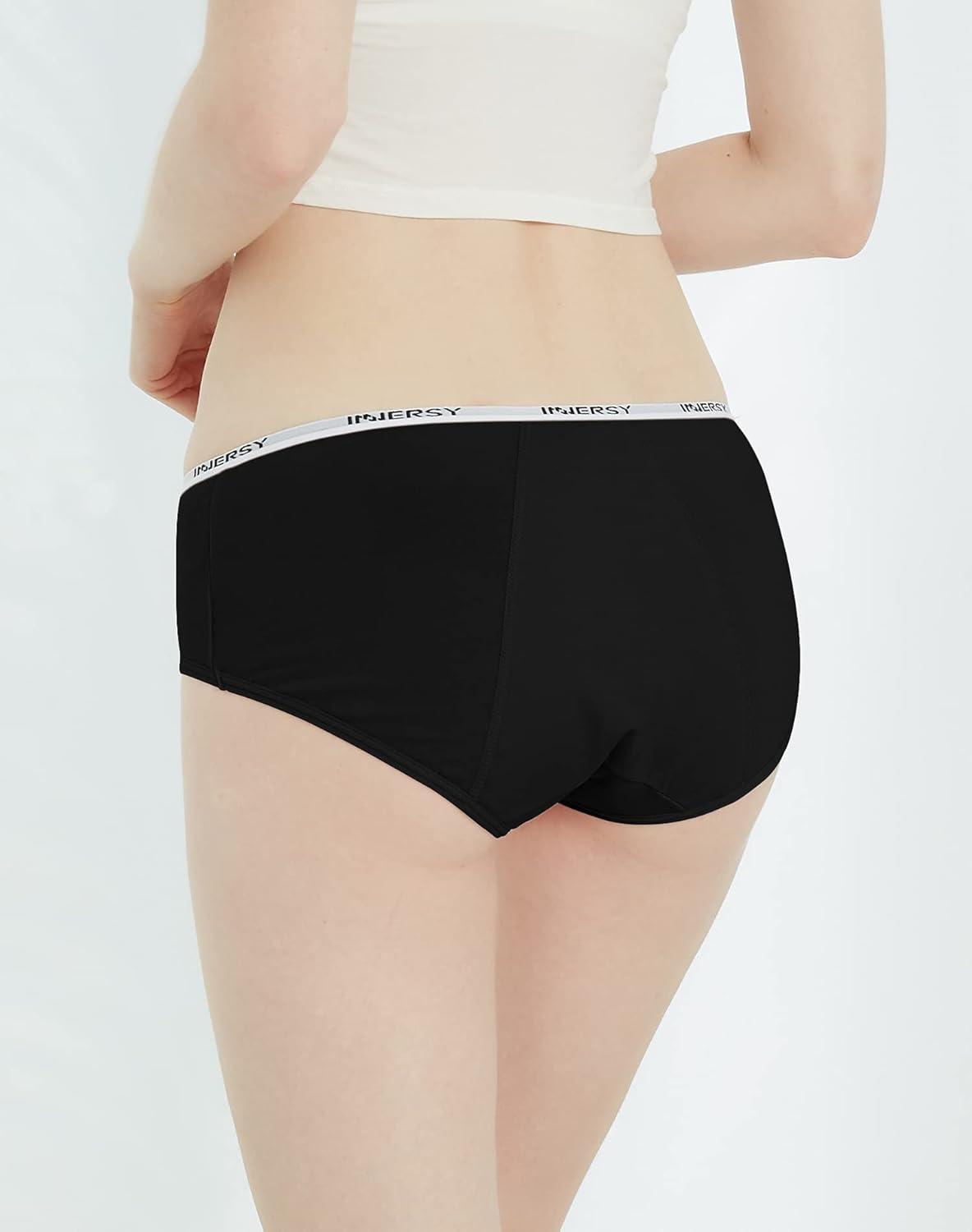 imageINNERSY Period Underwear for Teens Girls Cotton LeakProof Menstrual Panties 3PackBlack