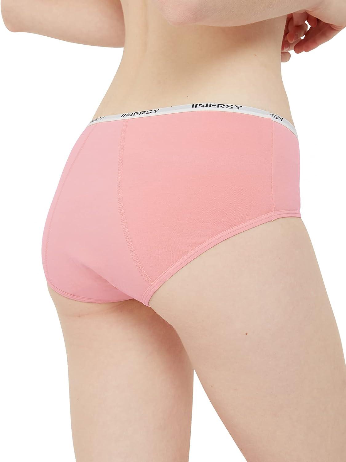 imageINNERSY Period Underwear for Teens Girls Cotton LeakProof Menstrual Panties 3PackBrights