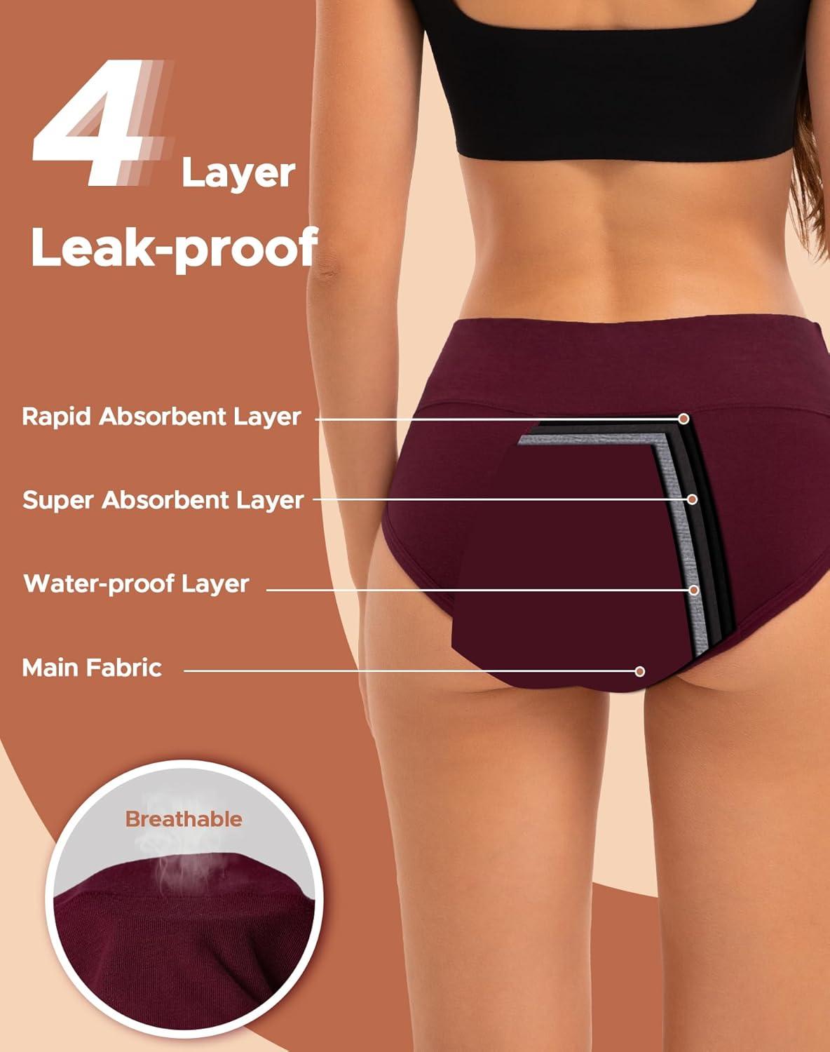imageINNERSY Period Underwear for Women Heavy Flow High Waist Cotton Leak Proof Postpartum Menstrual Panties 3PackDark Retro