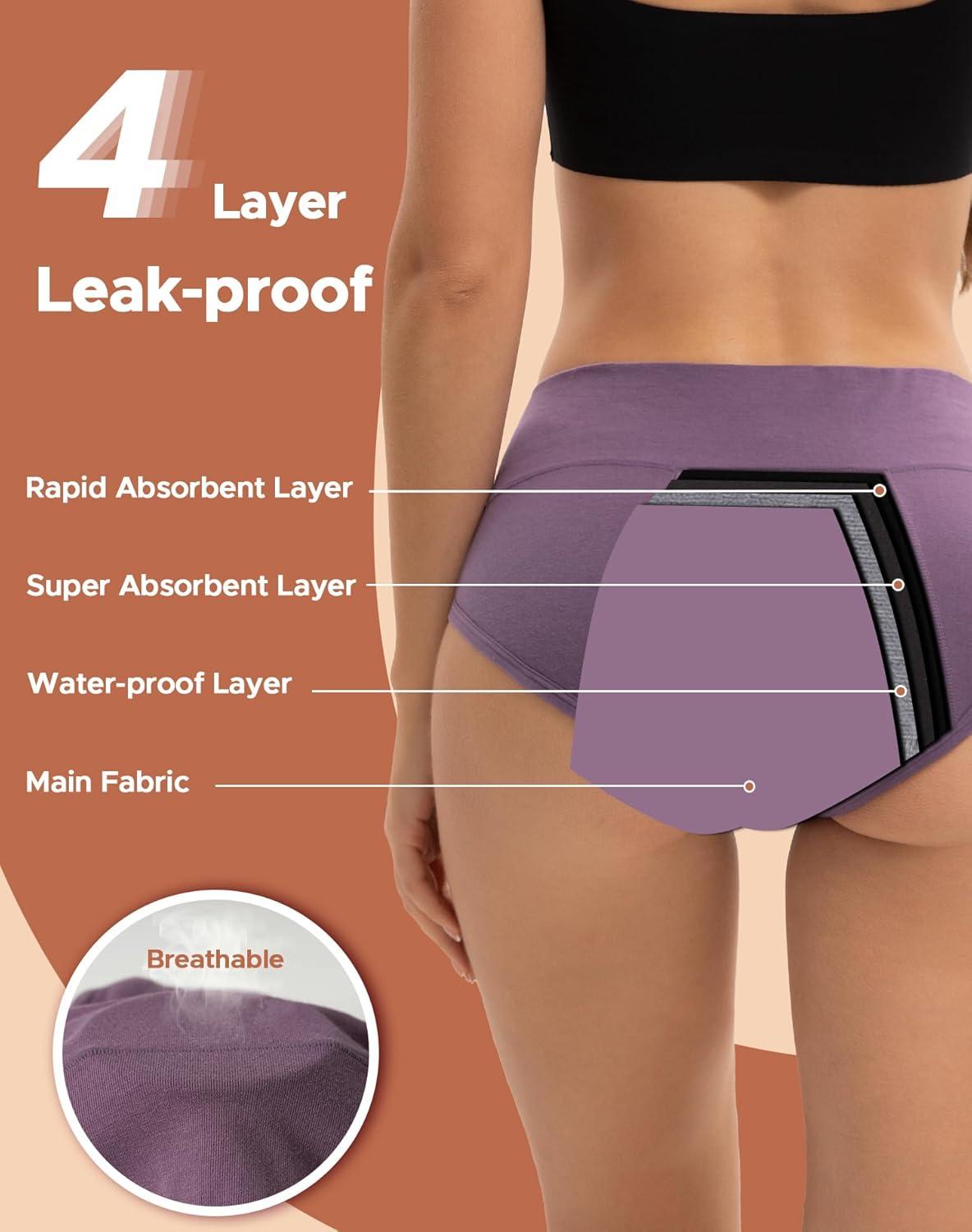 imageINNERSY Period Underwear for Women Heavy Flow High Waist Cotton Leak Proof Postpartum Menstrual Panties 3PackDusk Plumage