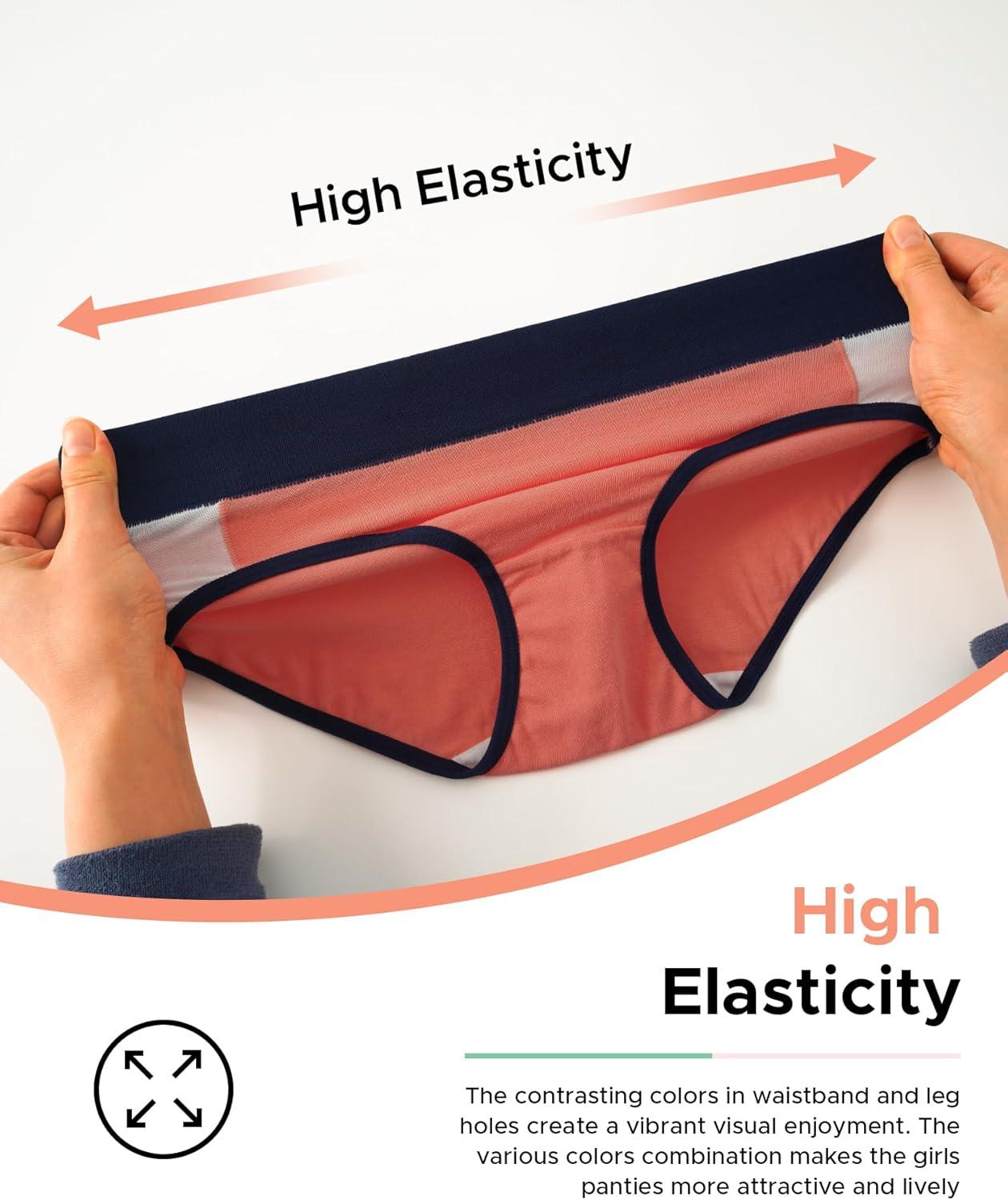 imageINNERSY Teen Girls Underwear Cotton Stretch Briefs Comfy Mid Rise Panties 6 PackBright Colors