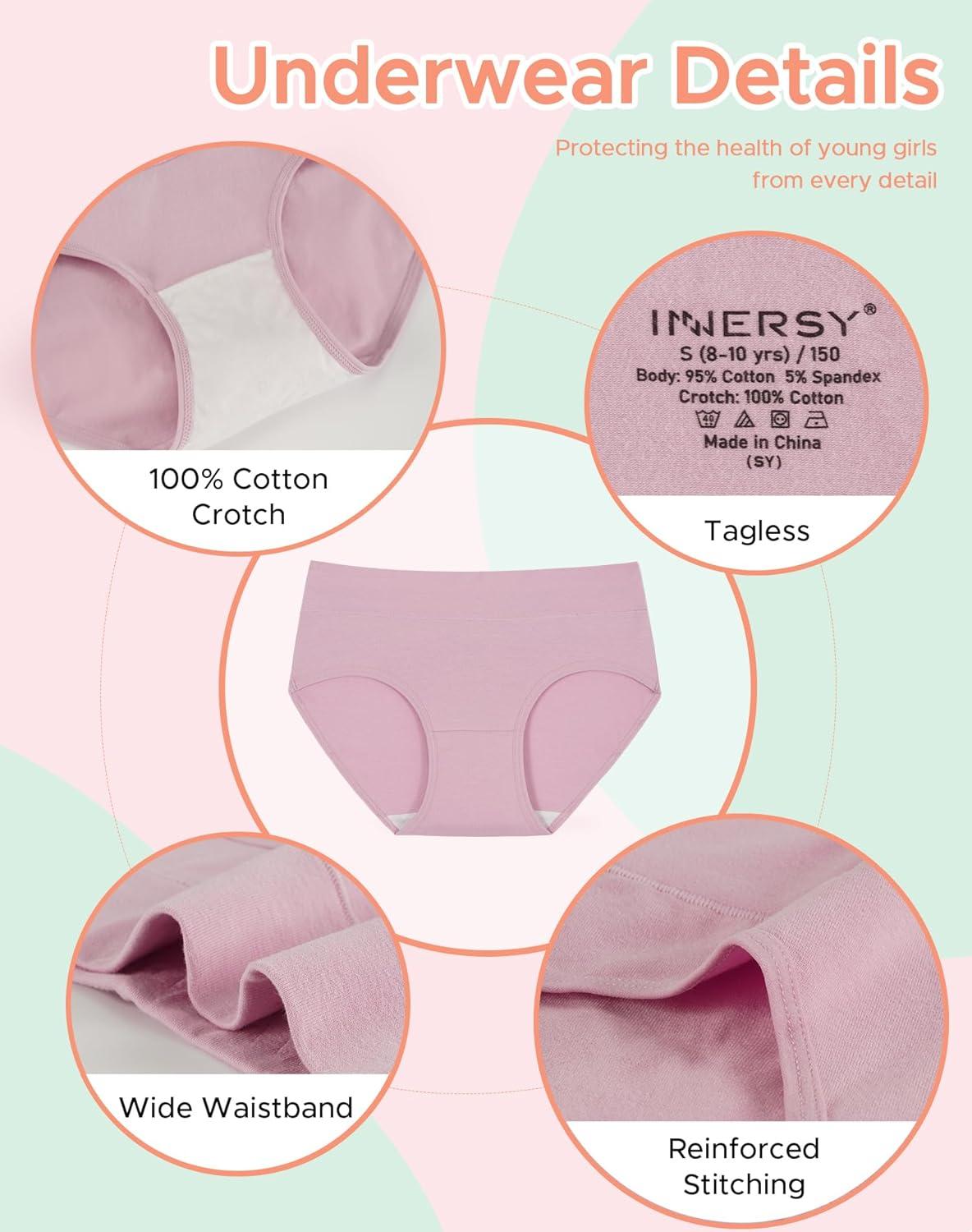 imageINNERSY Teen Girls Underwear Cotton Stretch Briefs Comfy Mid Rise Panties 6 PackPastel Garden