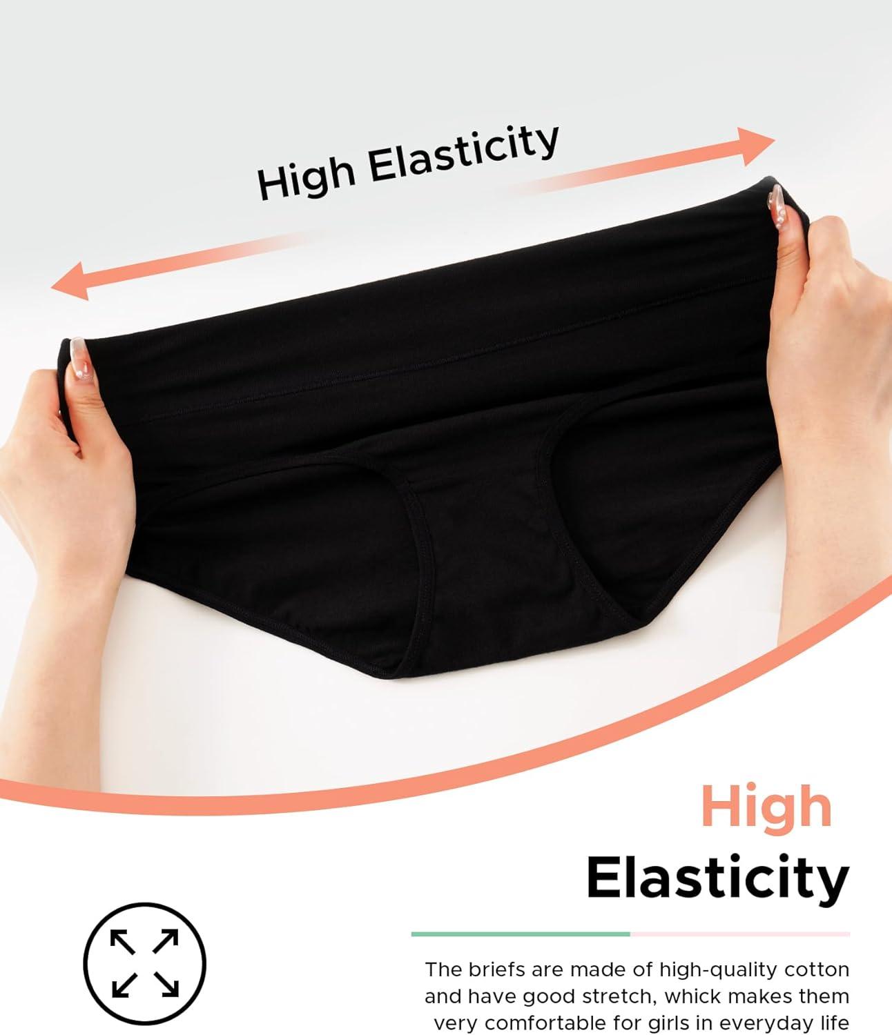 imageINNERSY Teen Girls Underwear Cotton Stretch Briefs Comfy Mid Rise Panties 6 PackSolid Black