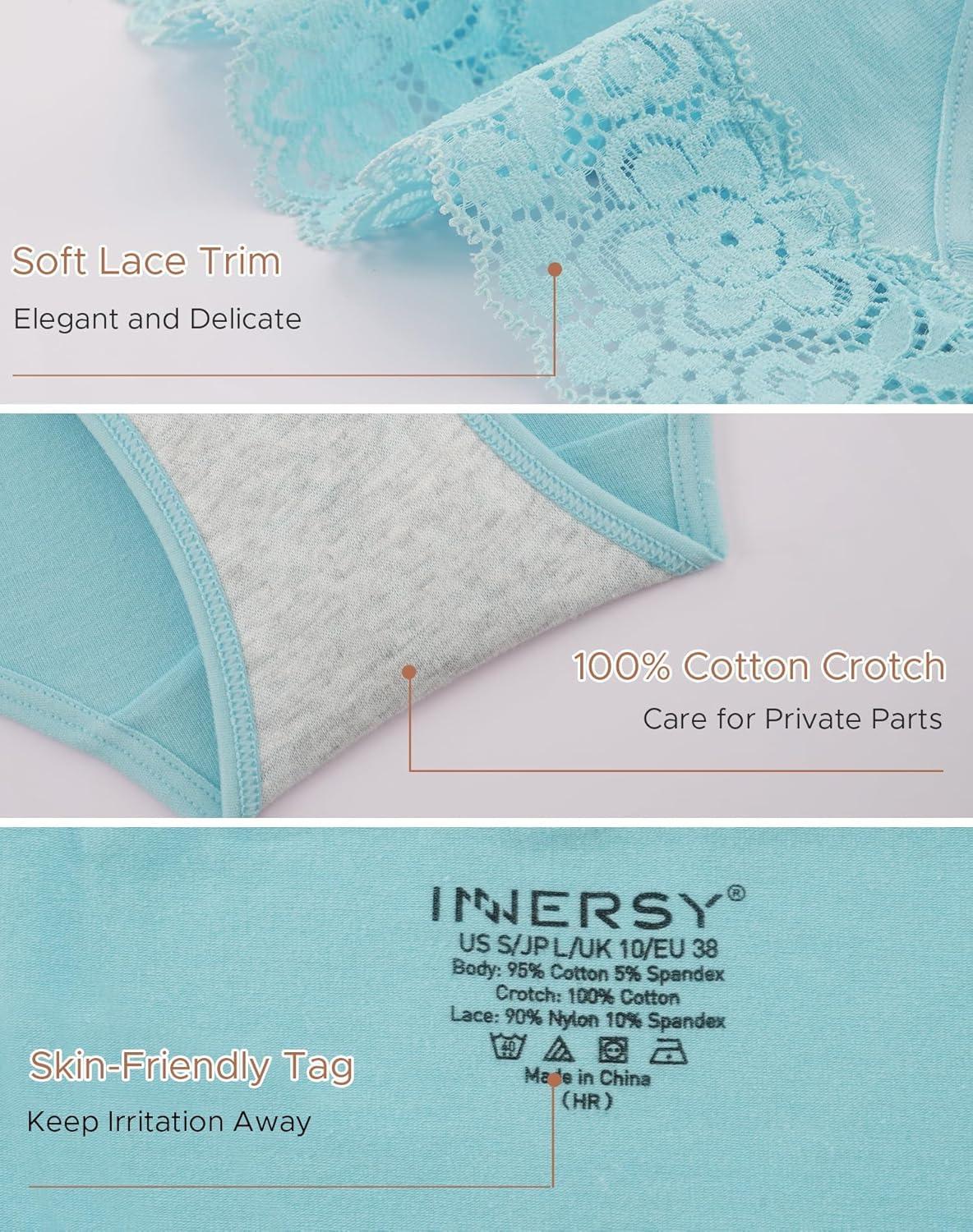 imageINNERSY Womens Cotton Bikini Underwear High Cut Lace Hipster Panties 4PackFresh Natural
