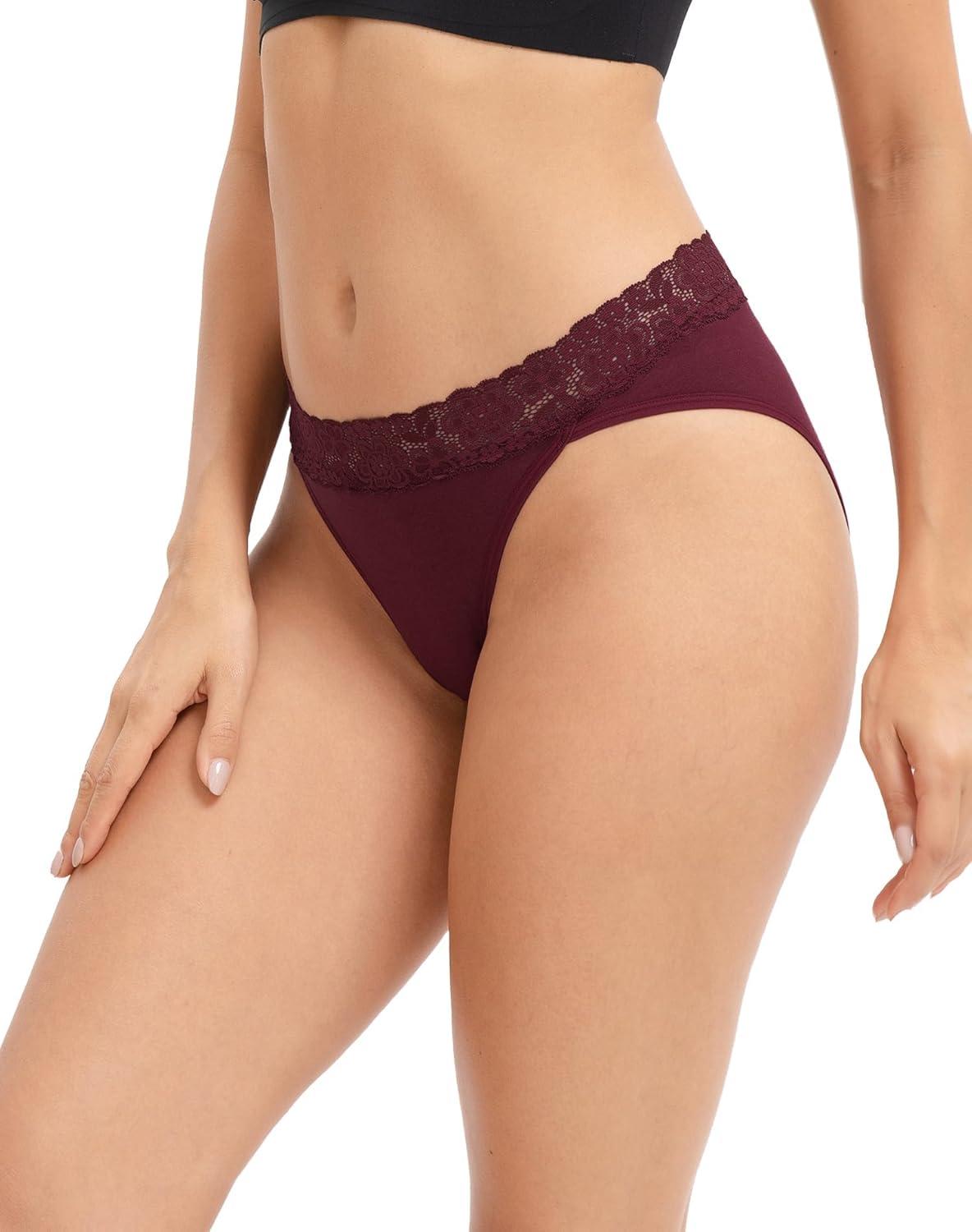 imageINNERSY Womens Cotton Bikini Underwear High Cut Lace Hipster Panties 4PackGorgeous Midnight