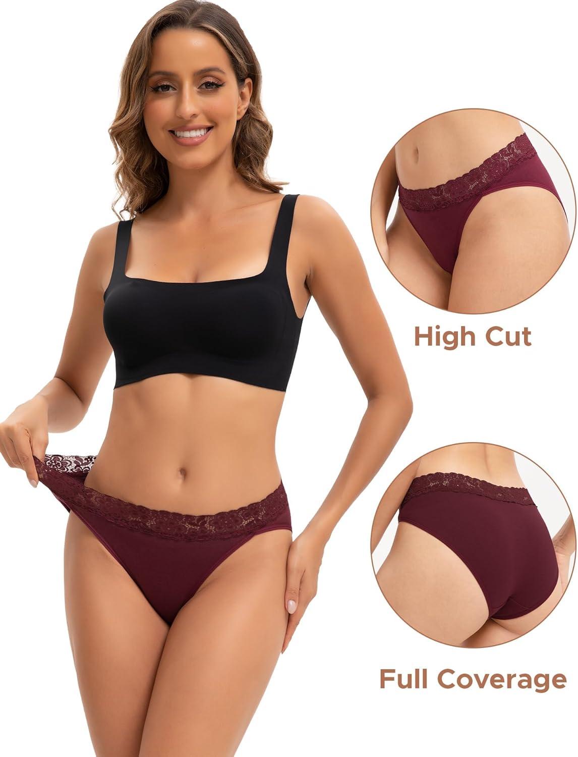 imageINNERSY Womens Cotton Bikini Underwear High Cut Lace Hipster Panties 4PackGorgeous Midnight