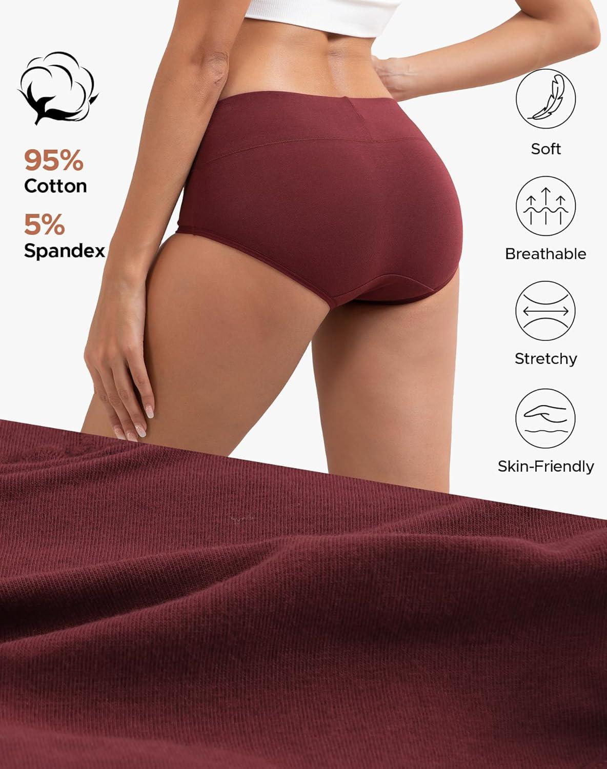 imageINNERSY Womens Cotton Underwear High Waist Ladies Briefs Full Coverage Panties 4PackDark Vintage