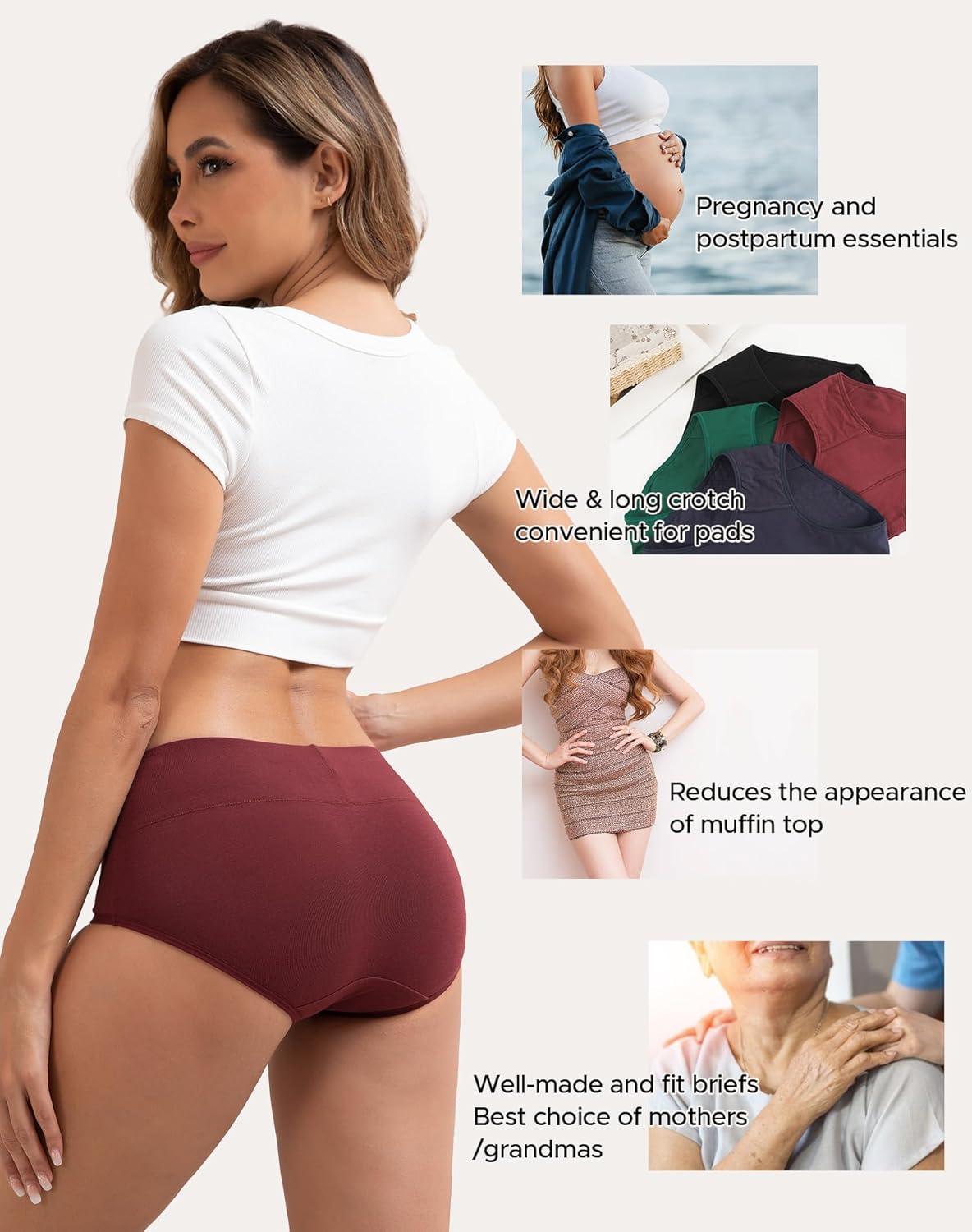 imageINNERSY Womens Cotton Underwear High Waist Ladies Briefs Full Coverage Panties 4PackDark Vintage