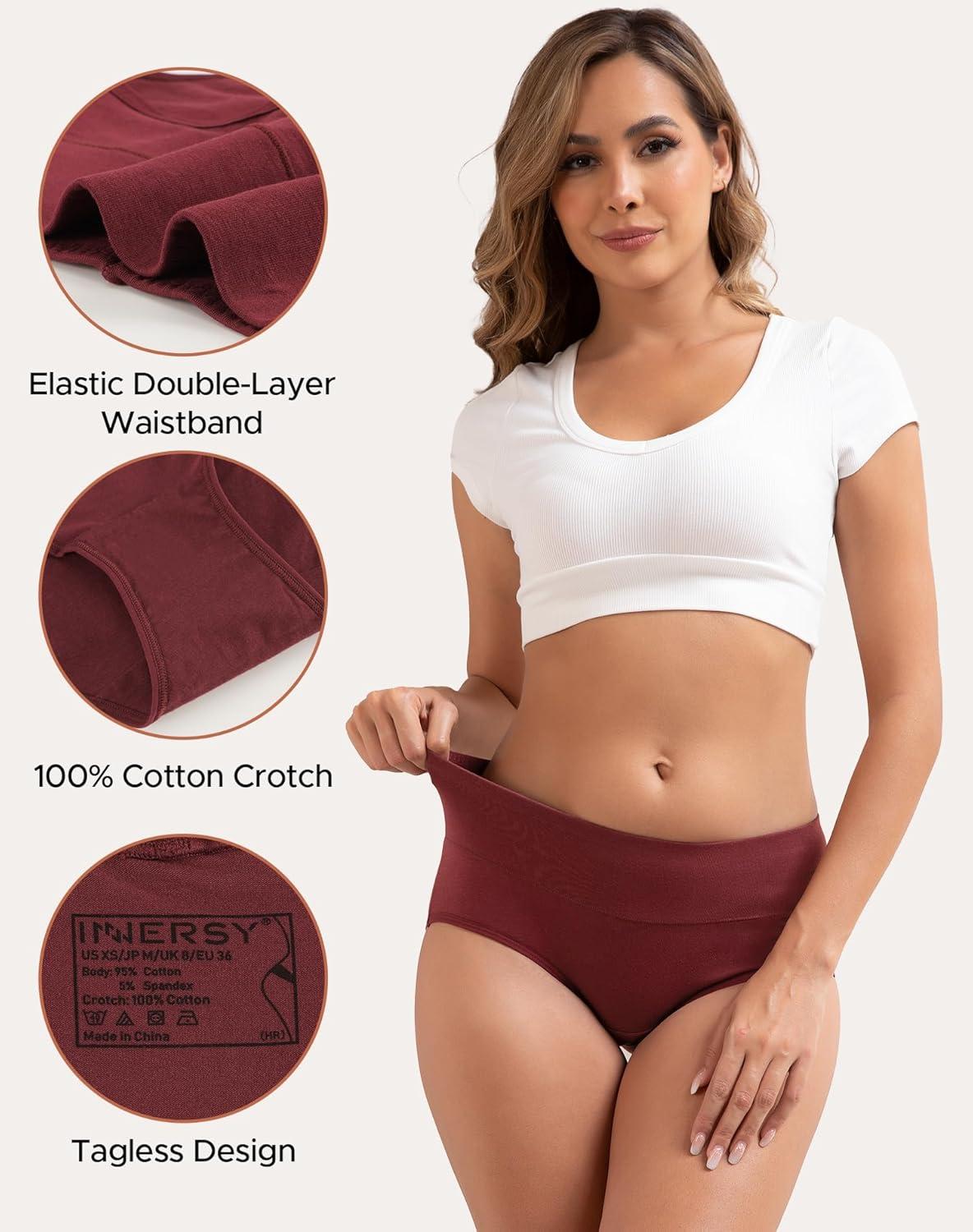 imageINNERSY Womens Cotton Underwear High Waist Ladies Briefs Full Coverage Panties 4PackDark Vintage