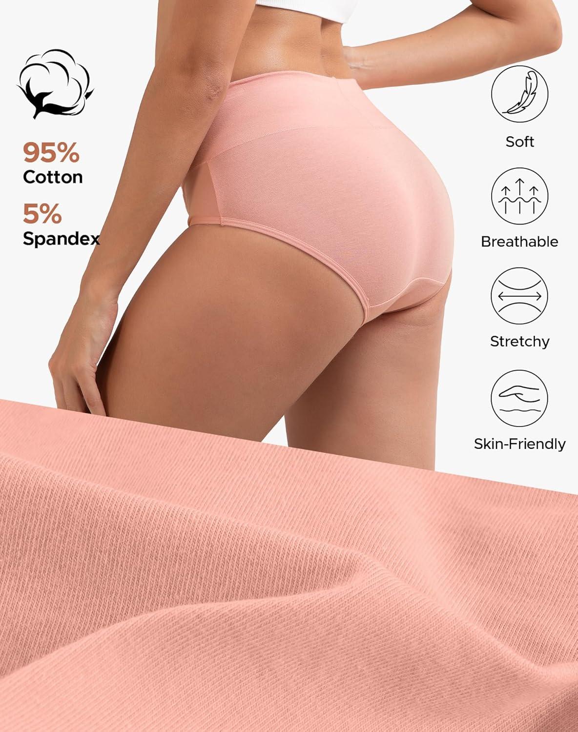 imageINNERSY Womens Cotton Underwear High Waist Ladies Briefs Full Coverage Panties 4PackMacaron