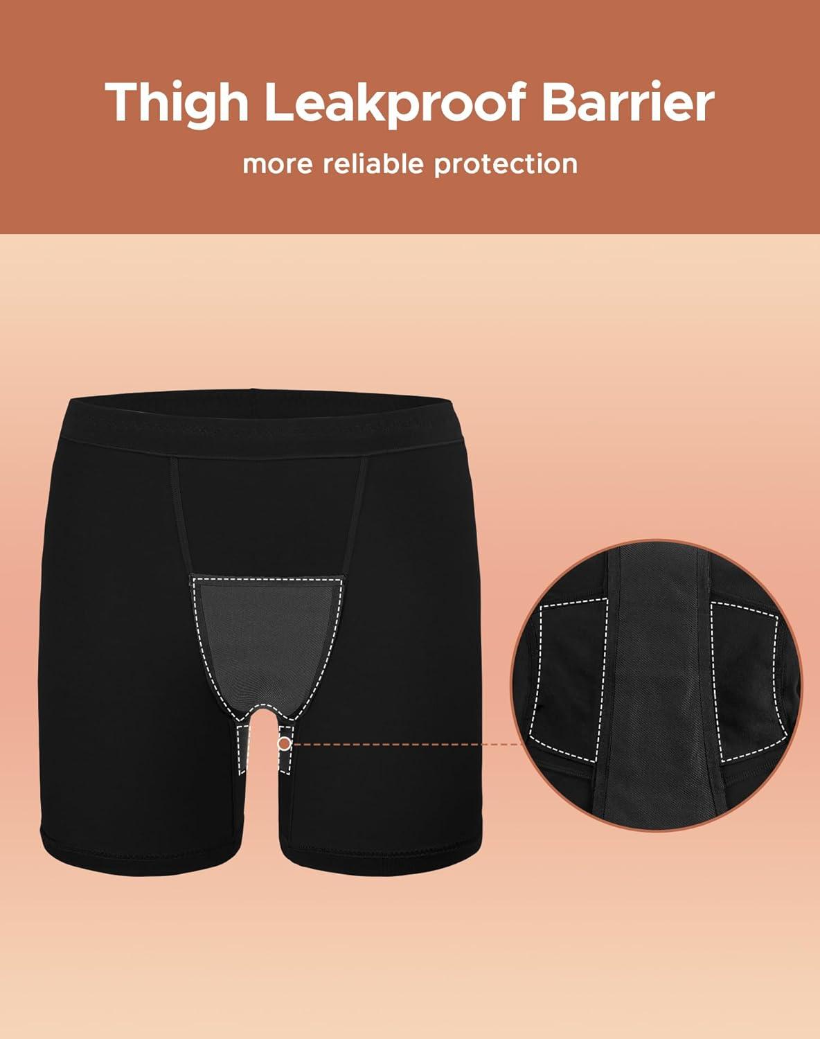 imageINNERSY Womens Period Underwear Heavy Flow Leakproof Boyshorts Menstrual PantiesBlack