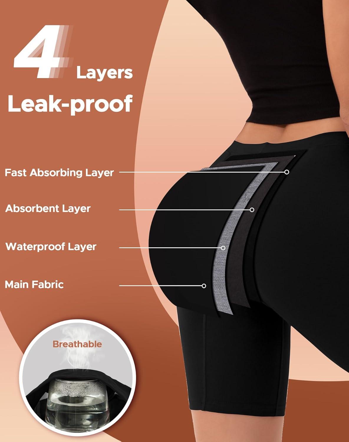 imageINNERSY Womens Period Underwear Heavy Flow Leakproof Boyshorts Menstrual PantiesBlack
