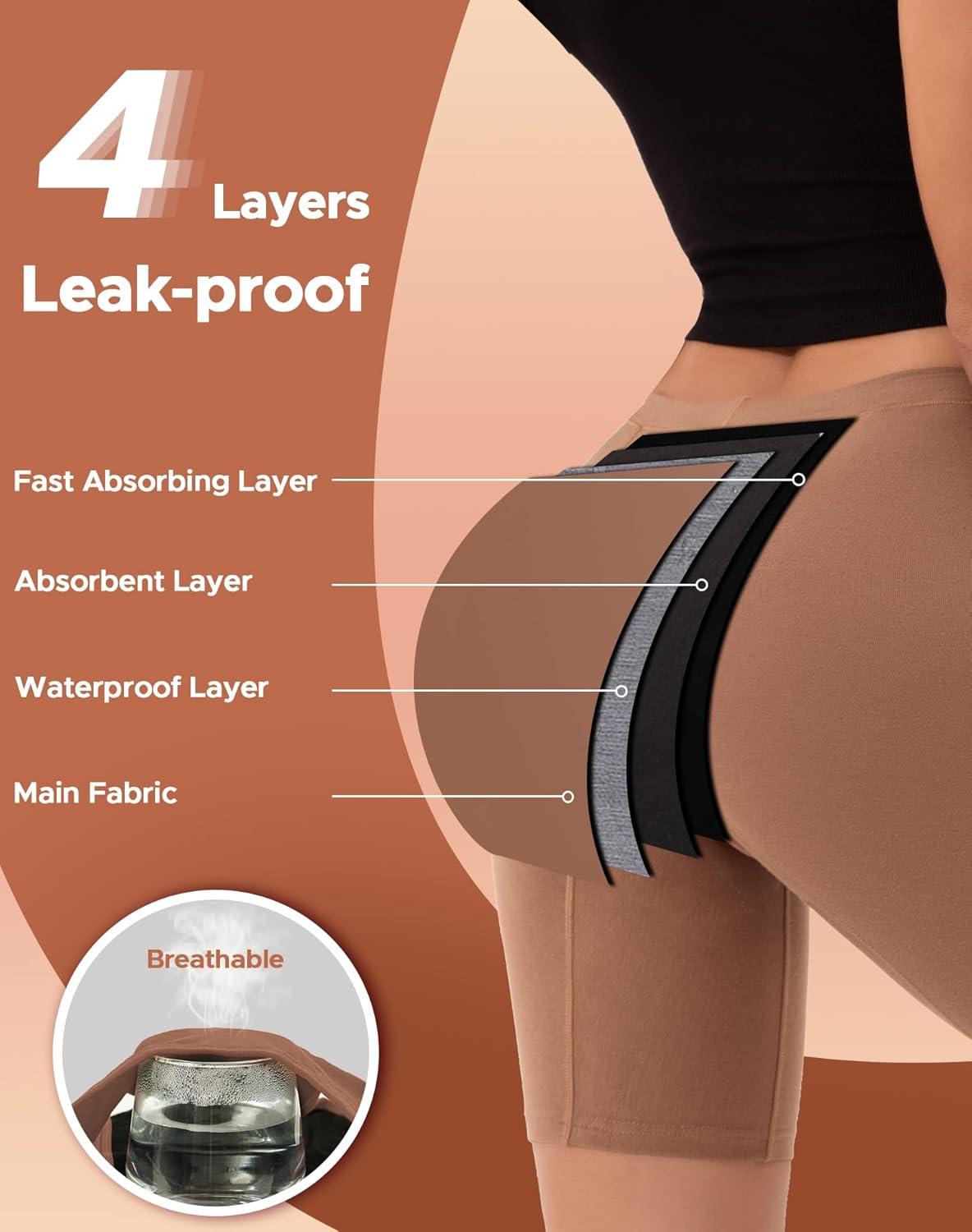 imageINNERSY Womens Period Underwear Heavy Flow Leakproof Boyshorts Menstrual PantiesTaupe