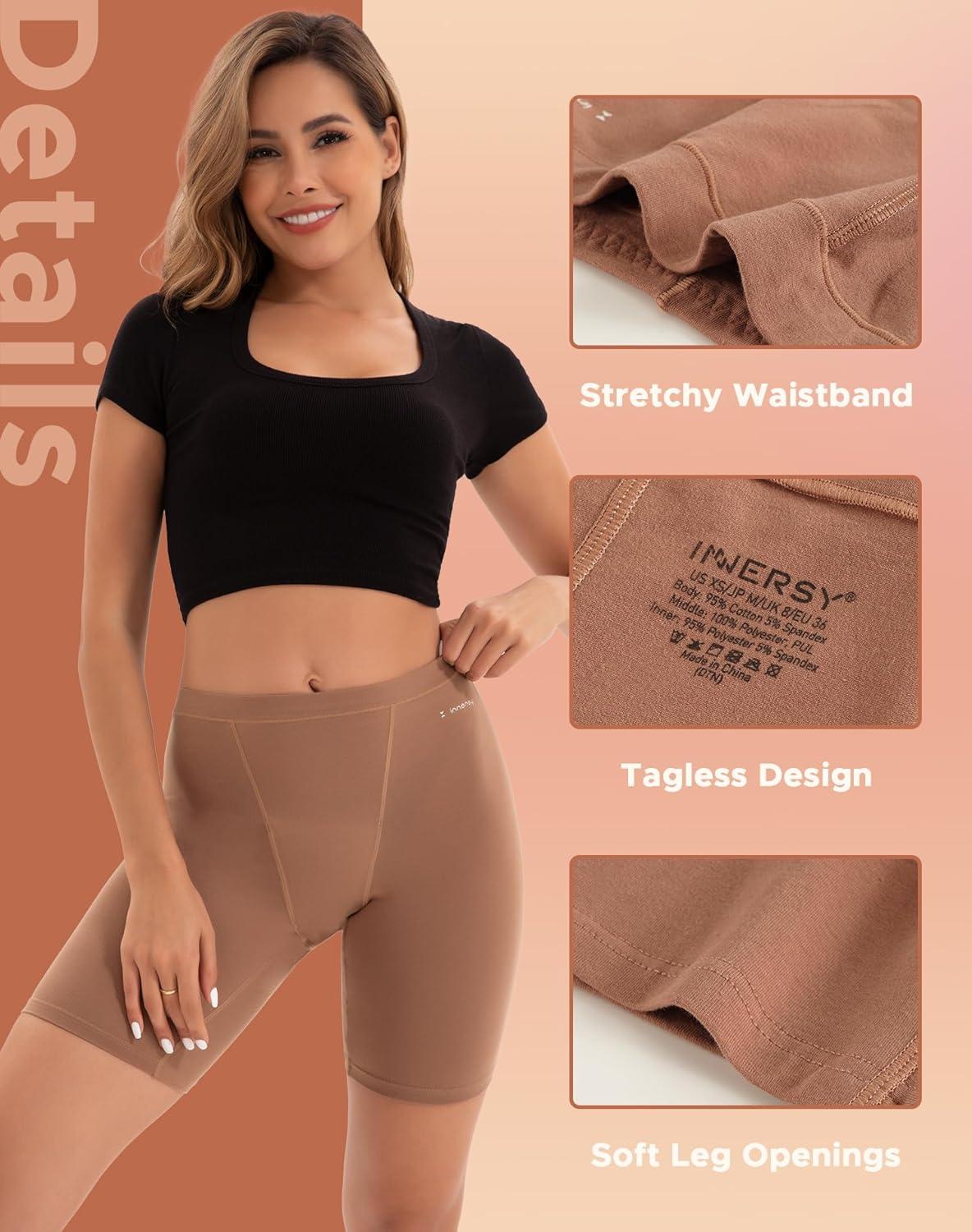 imageINNERSY Womens Period Underwear Heavy Flow Leakproof Boyshorts Menstrual PantiesTaupe