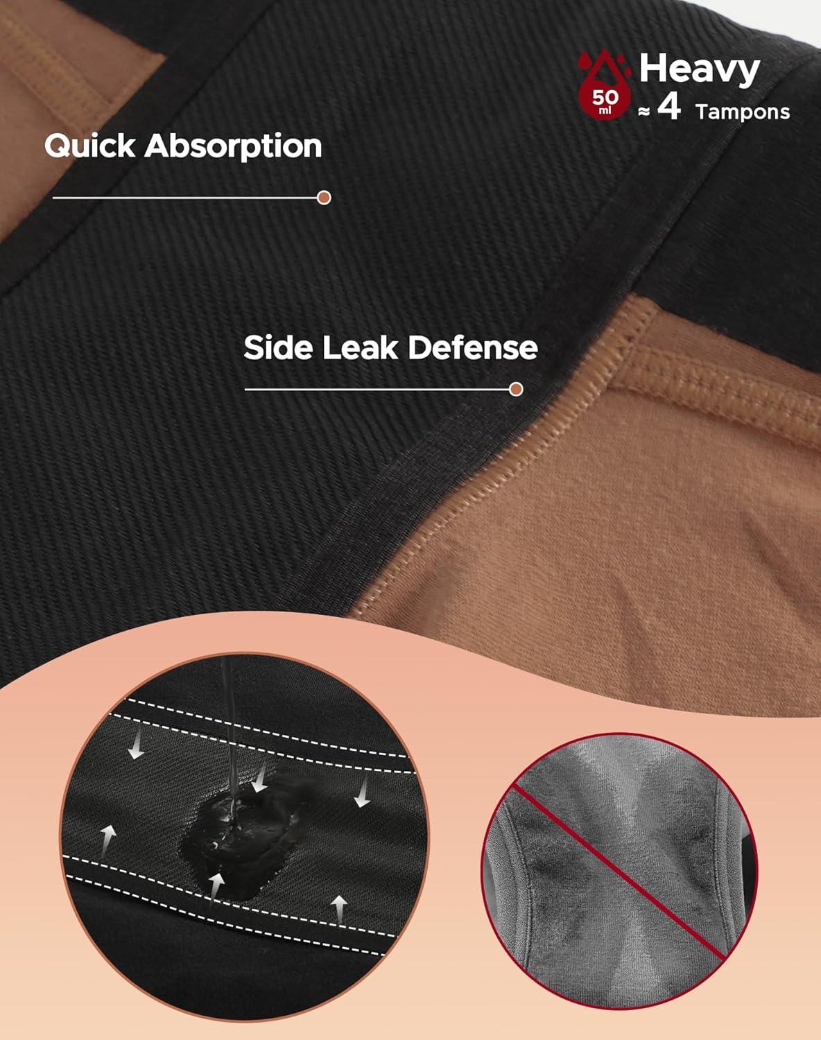 imageINNERSY Womens Period Underwear Heavy Flow Leakproof Boyshorts Menstrual PantiesTaupe