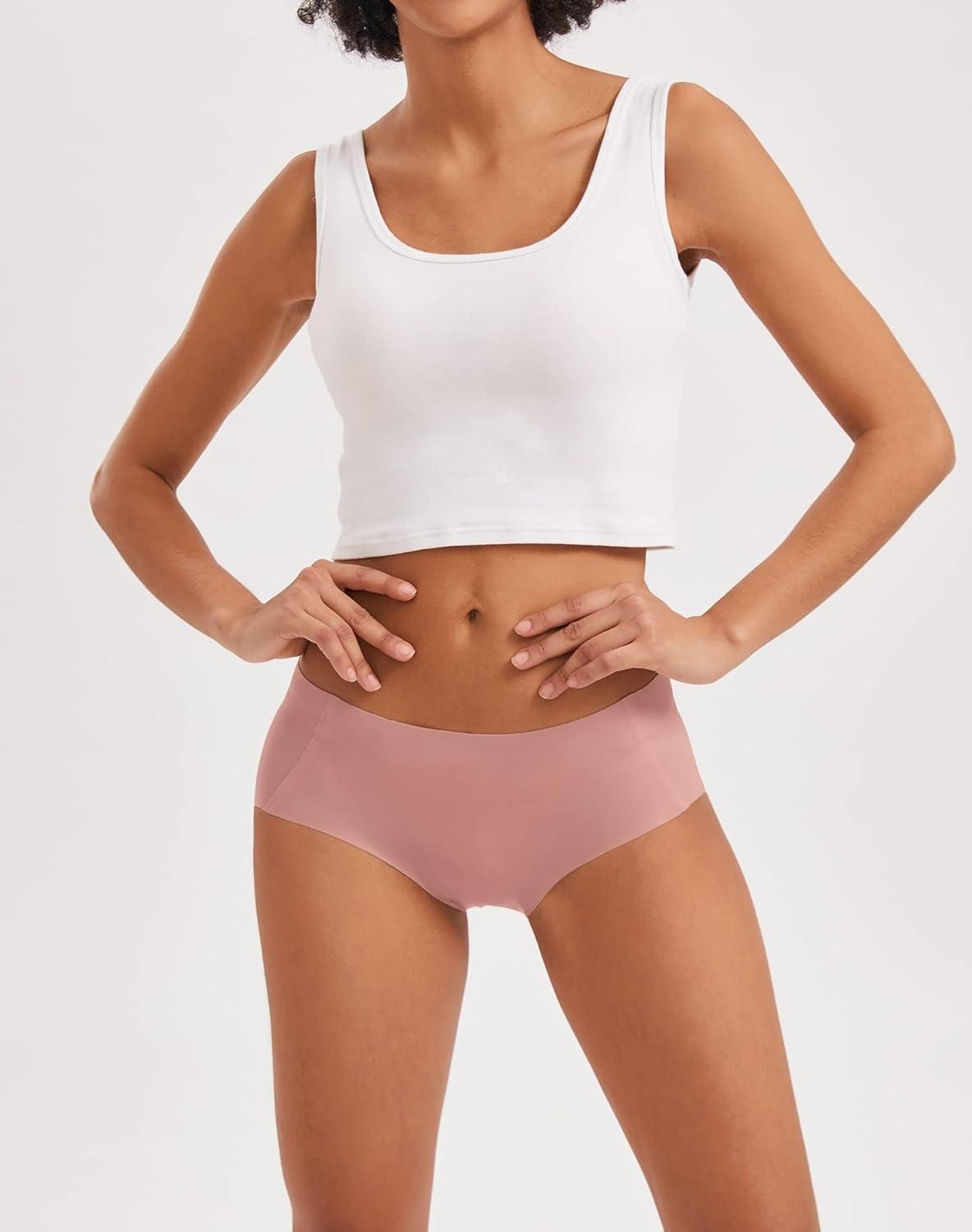 imageINNERSY Womens Seamless No Show Hipster Panties Invisible Light Underwear 3PackBlackBrick RedNude