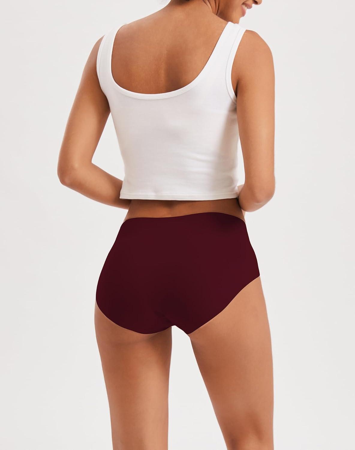 imageINNERSY Womens Seamless No Show Hipster Panties Invisible Light Underwear 3PackRed Wine