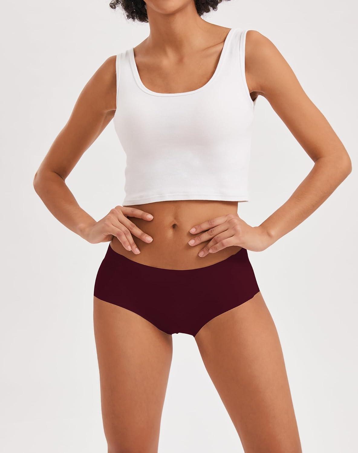 imageINNERSY Womens Seamless No Show Hipster Panties Invisible Light Underwear 3PackRed Wine
