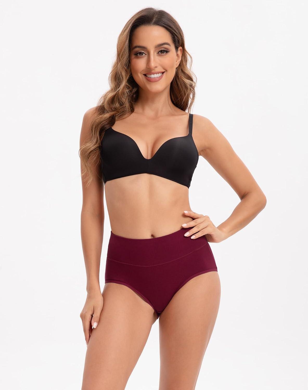 imageINNERSY Womens Underwear Cotton Soft Underwear High Waisted Breathable Briefs 5 PackBasics