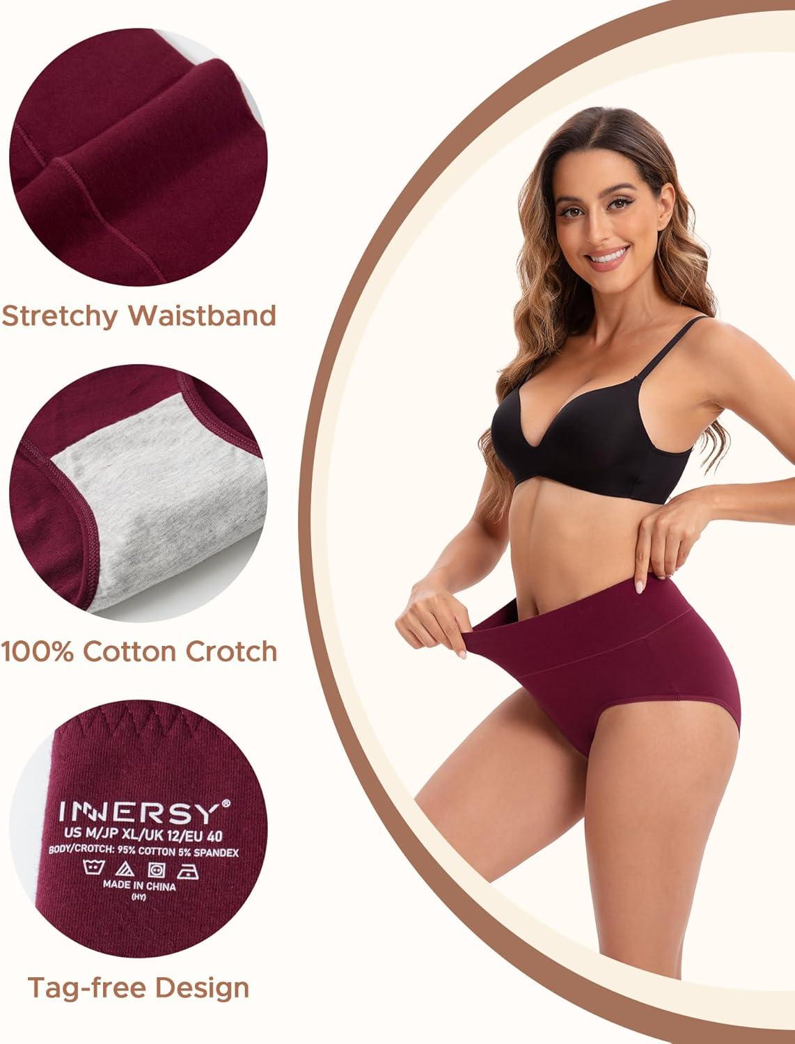 imageINNERSY Womens Underwear Cotton Soft Underwear High Waisted Breathable Briefs 5 PackBasics