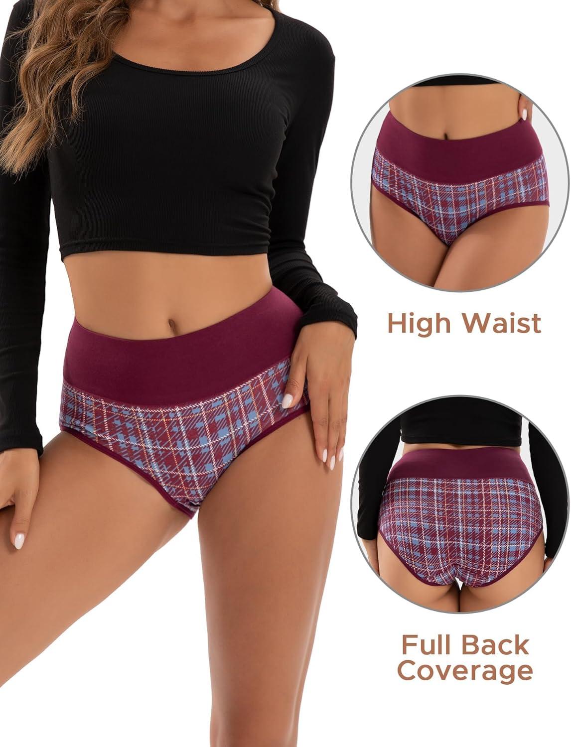 imageINNERSY Womens Underwear Cotton Soft Underwear High Waisted Breathable Briefs 5 PackChristmas