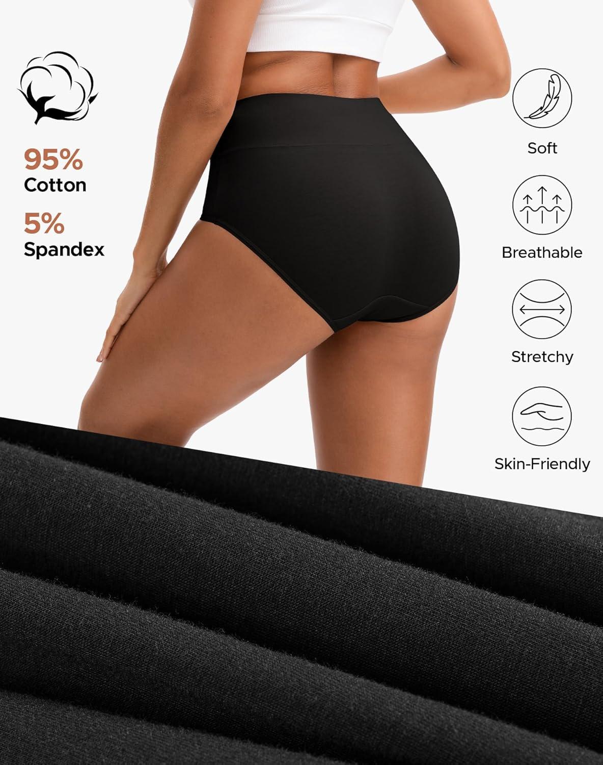 imageINNERSY Womens Underwear Cotton Soft Underwear High Waisted Breathable Briefs 5 PackDarks 1