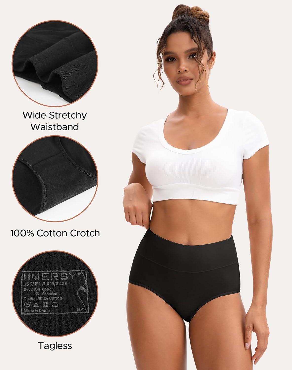 imageINNERSY Womens Underwear Cotton Soft Underwear High Waisted Breathable Briefs 5 PackDarks 1
