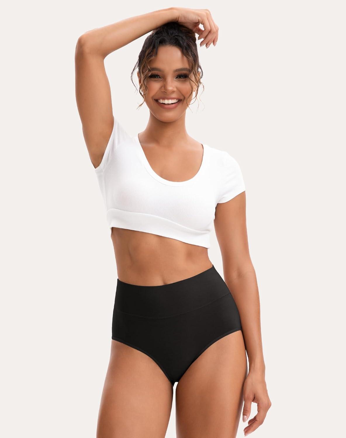 imageINNERSY Womens Underwear Cotton Soft Underwear High Waisted Breathable Briefs 5 PackDarks 1